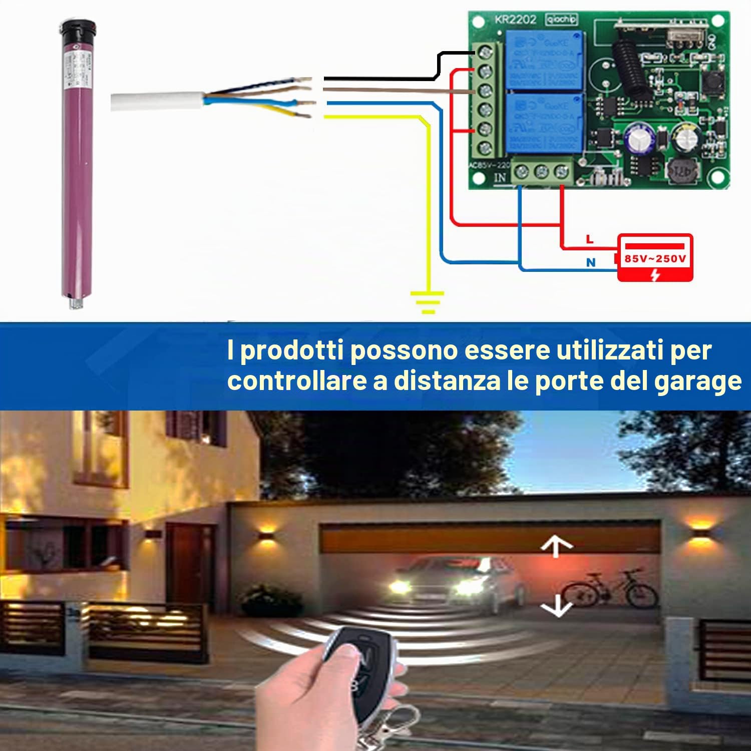 QIACHIP AC 220-240V Interruttore di Controllo Remoto Wireless 433MHz RF 2 Canali Ricevitore Relè con 2 Telecomandi