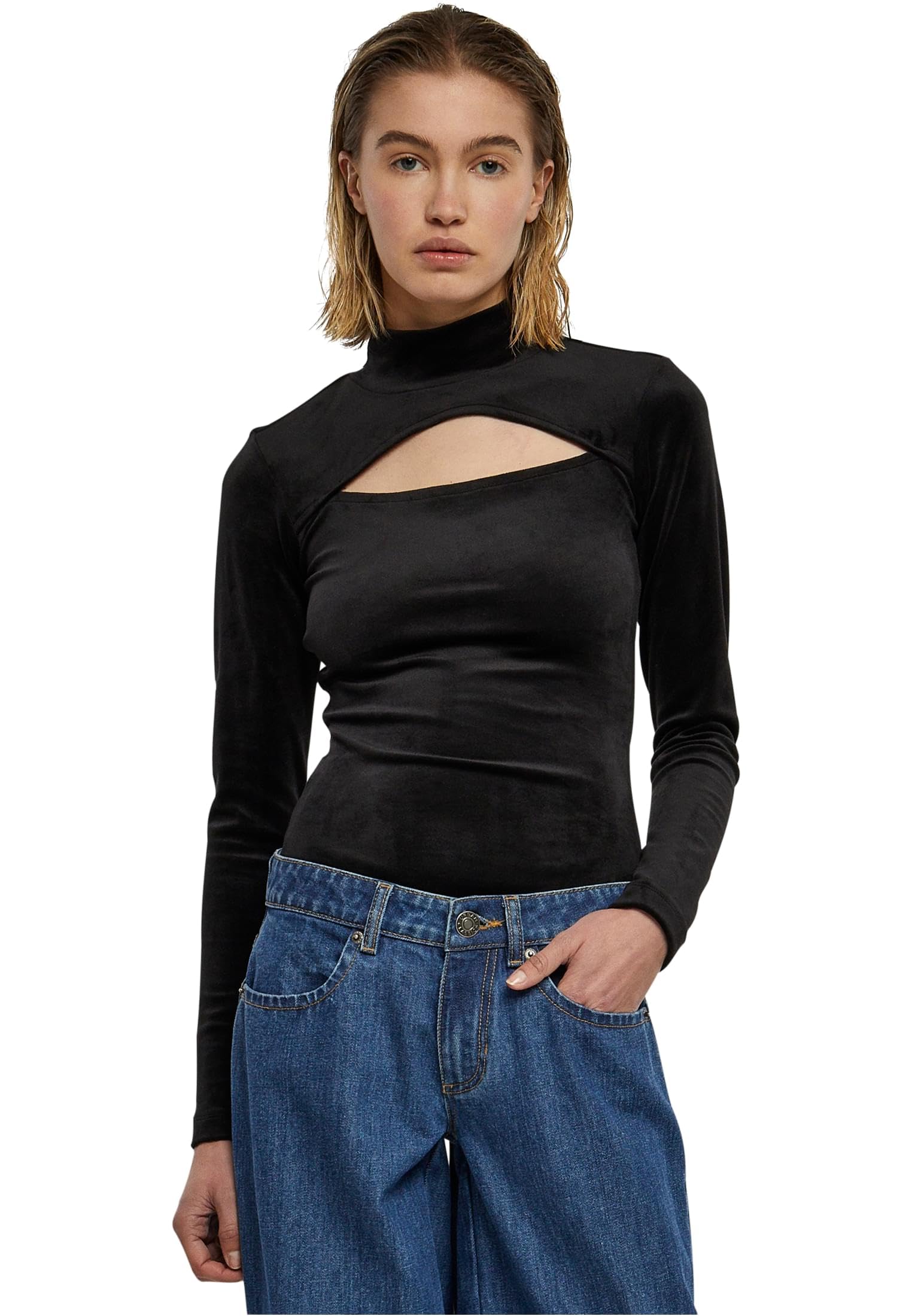 Urban Classics Body Velvet Cut-Out Turtleneck