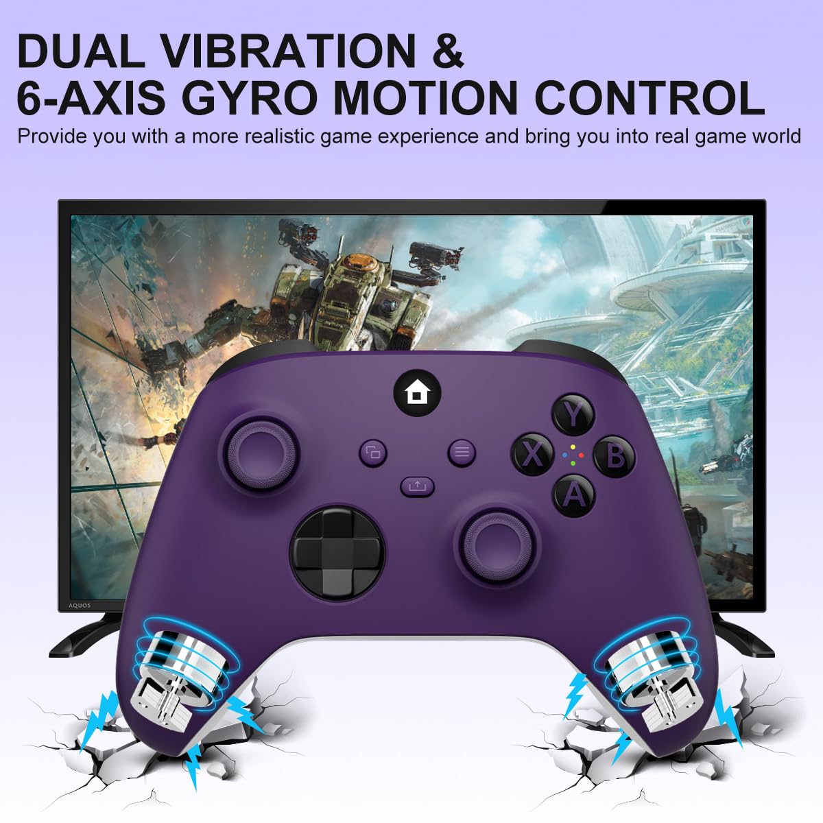 SWCTIM Xbox Controller Wireless für Xbox One, Xbox Series X/S, Xbox One X/S,Controller mit 2.4GHz Wireless Adapter,mit 3.5mm Kopfhörerbuchse,Lila