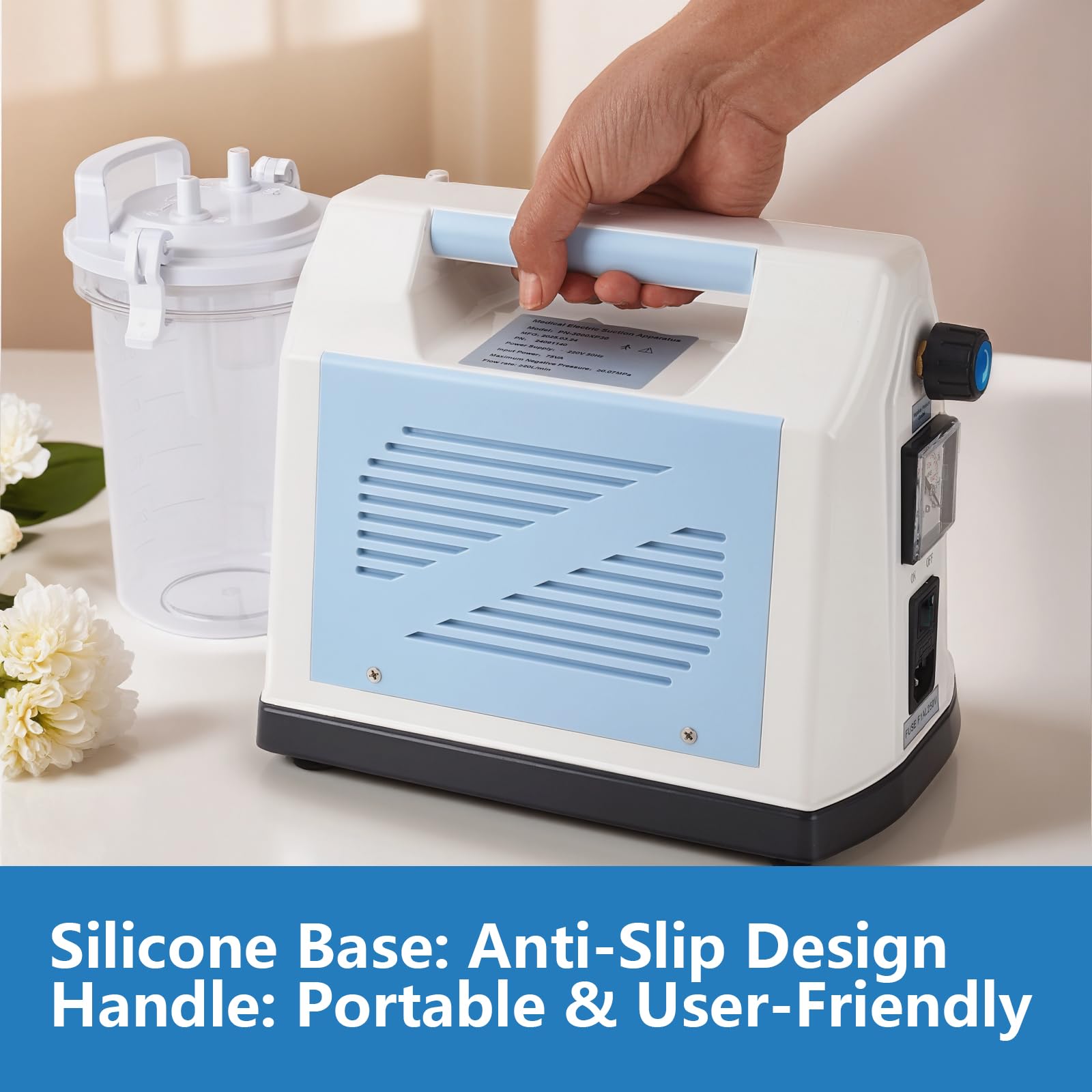 Appareil d'aspiration portable – Usage domestique et vétérinaire pour flegme, mucus, expectoration silencieuse – Idéal pour les personnes âgées, les animaux domestiques, les soins à domicile