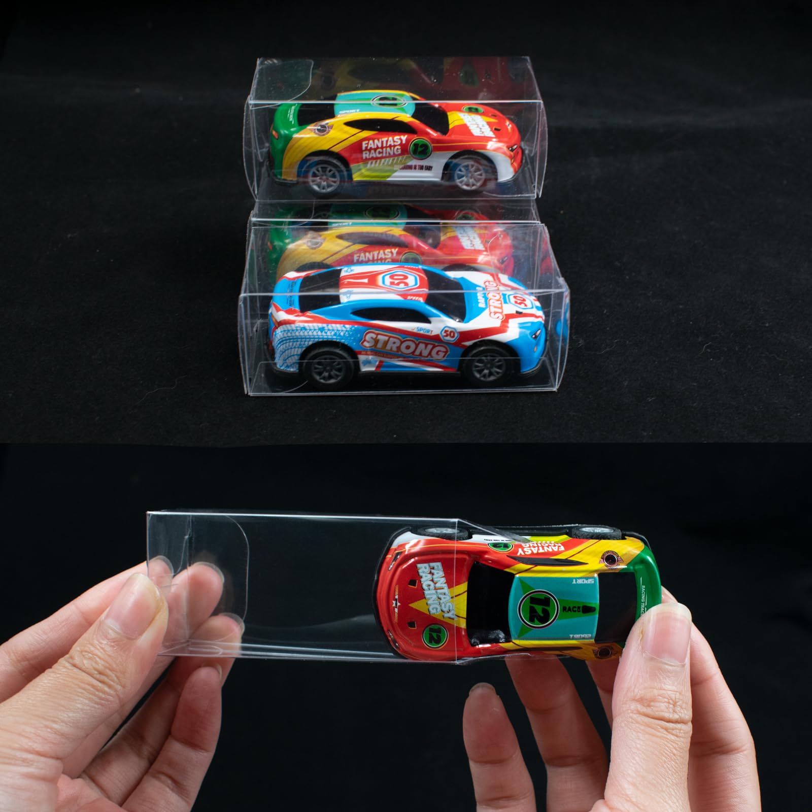 50PCS Clear Toy Car Model Display Boxes 1/64 Scale Plastic Model Car Display Case PVC Protector Covers Cases Vehicle Model Car Organizer Box for Collectors Storage Display Dustproof Protector Box