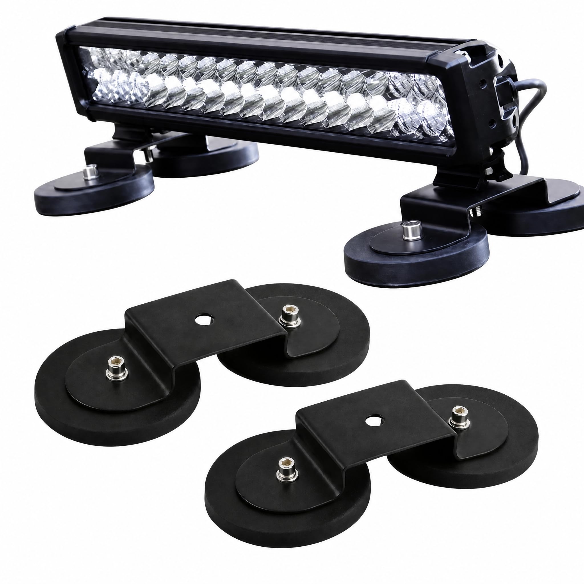 portaherramienta,2PCS Soportes Magnéticos para Barra de Luz LED Ø 88 mm, Iman Soporte de Montaje con Base Magnética, Base Magnética Barra de Luz LED Universal para Todoterreno, SUV, Camión