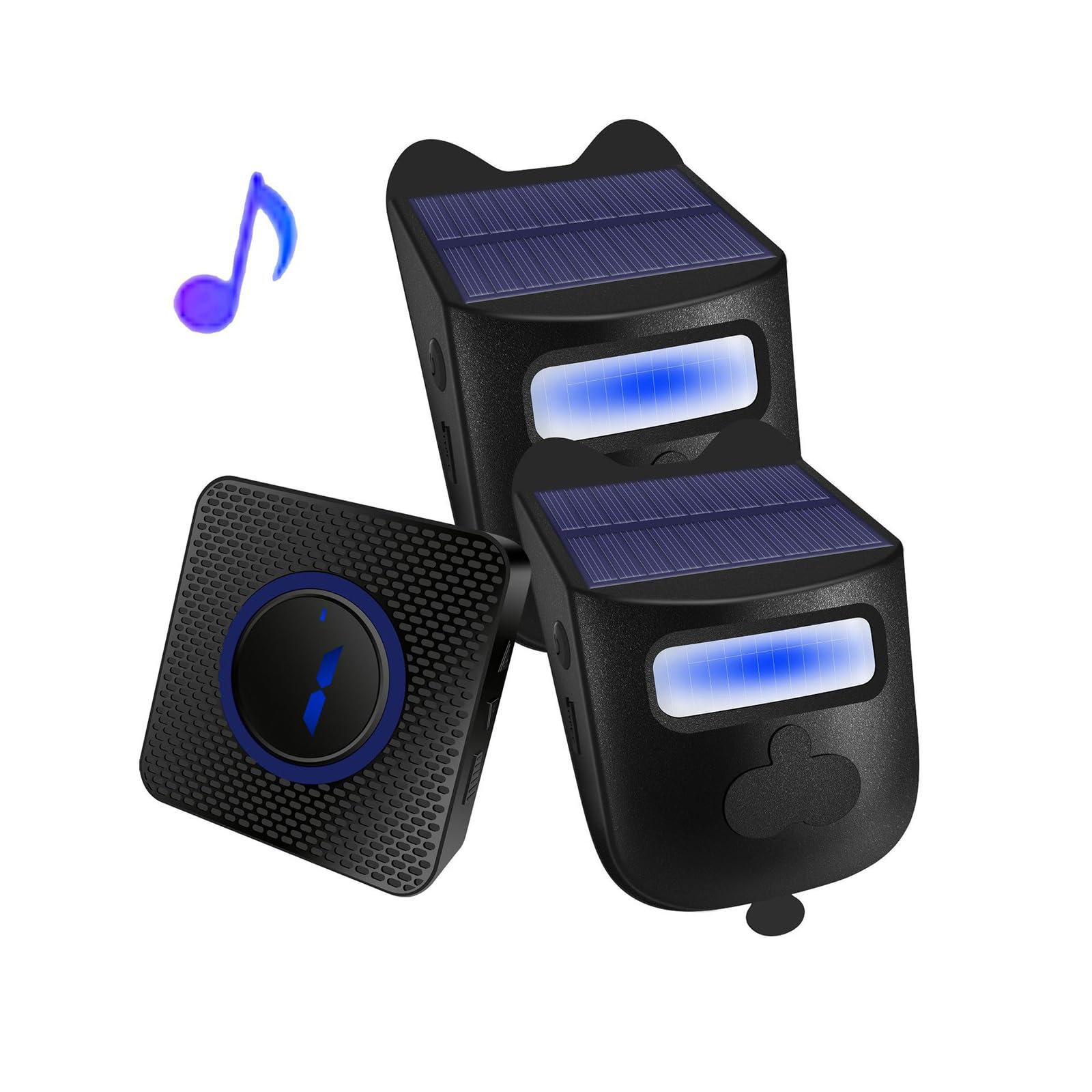 Solarny alarm na podjeździe, bezprzewodowy czujnik ruchu dalekiego zasięgu o zasięgu 984 stóp, zewnętrzny, odporny na warunki atmosferyczne czujnik ruchu, dzwonek do drzwi, regulowana czułość