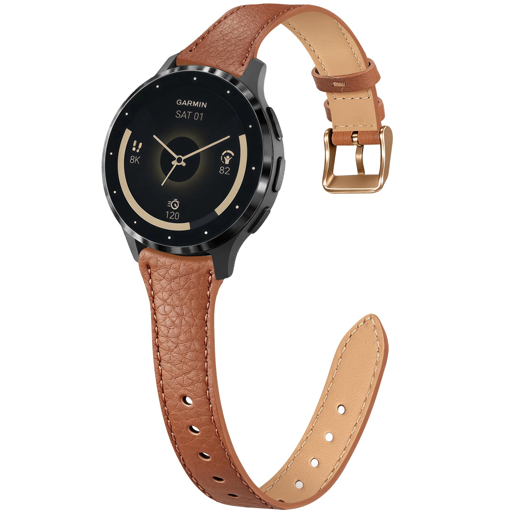Wąski skórzany pasek 22 mm, kompatybilny z zegarkiem Garmin Venu 3 / Venu 4 45 mm/Venu 2, cienkie miękkie wąskie paski do zegarka Forerunner 265/255/Vivoactive 4, zamiennik dla kobiet