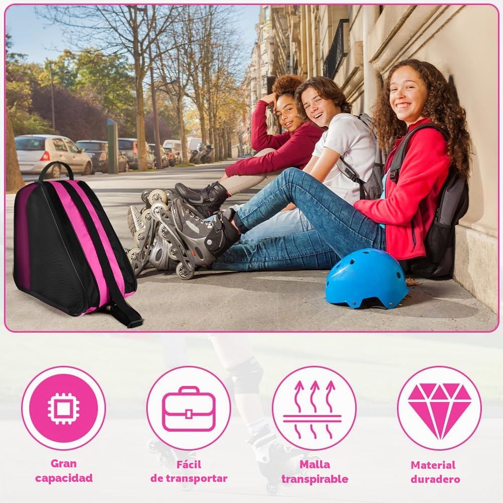 Bolsa para Patines flintronic, Mochila Patines en Linea 4 Ruedas con Correa Ajustable, 3 Compartimentos