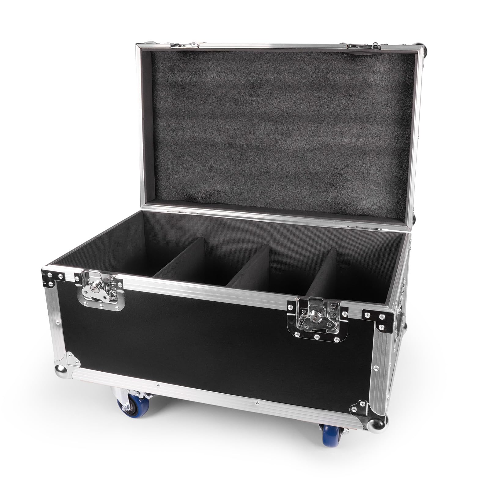Flightcase per 4PCS COB Par LED, 68,5 x 43 x 34 cm, Valigetta di trasporto con Ruote e Maniglia Retrattile per un Facile Trasporto per Luci Par da Palco
