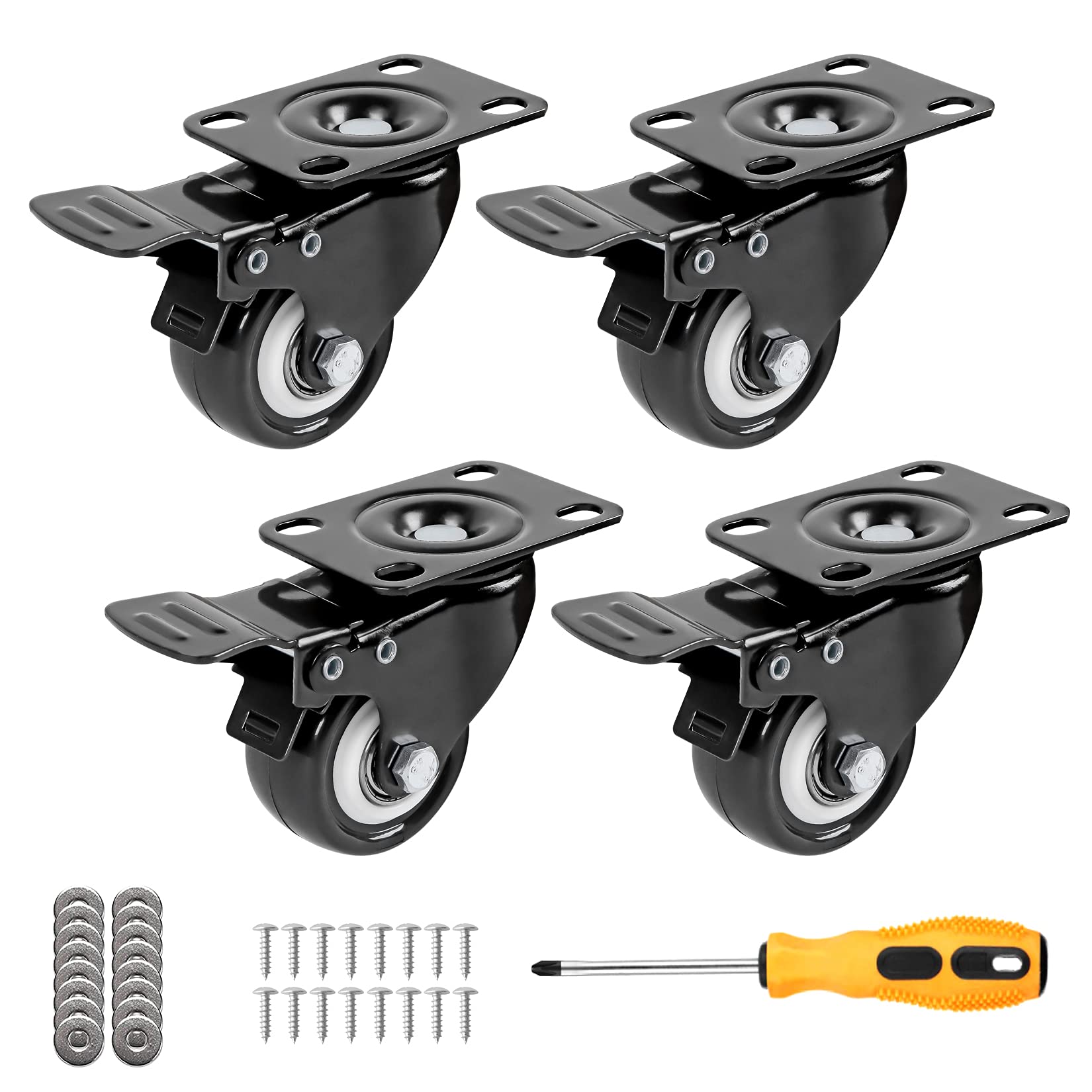 2" Caster Wheels,Casters Set of 4 Heavy Duty,Wheels for cart,Wheels for Furniture Wheels with Safety Dual Locking-600LBS