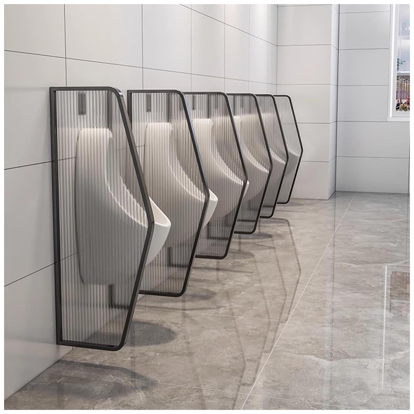 Urinal Partition Urinal Divider Tempered Glass Urinal Screen Toilet Privacy Screens With Stainless Steel Frame, Wall Mounted Men Urinal Privacy Screen Baffle For Hotel, S,Black-6 Pcs,Black-1 Pcs