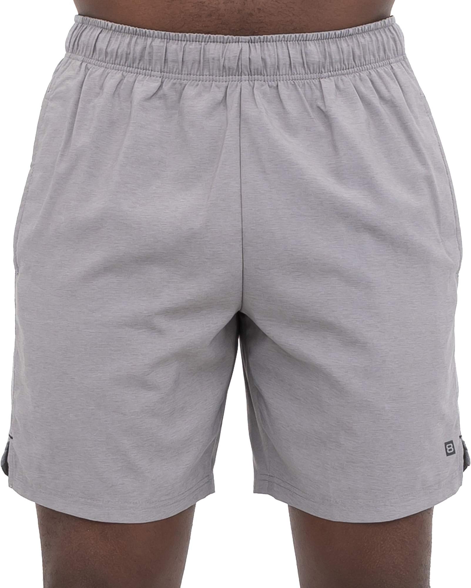Layer 8 Men's Hybrid All Purpose Stretch Woven Athletic Shorts (Medium, Mineral Grey/Chambray)