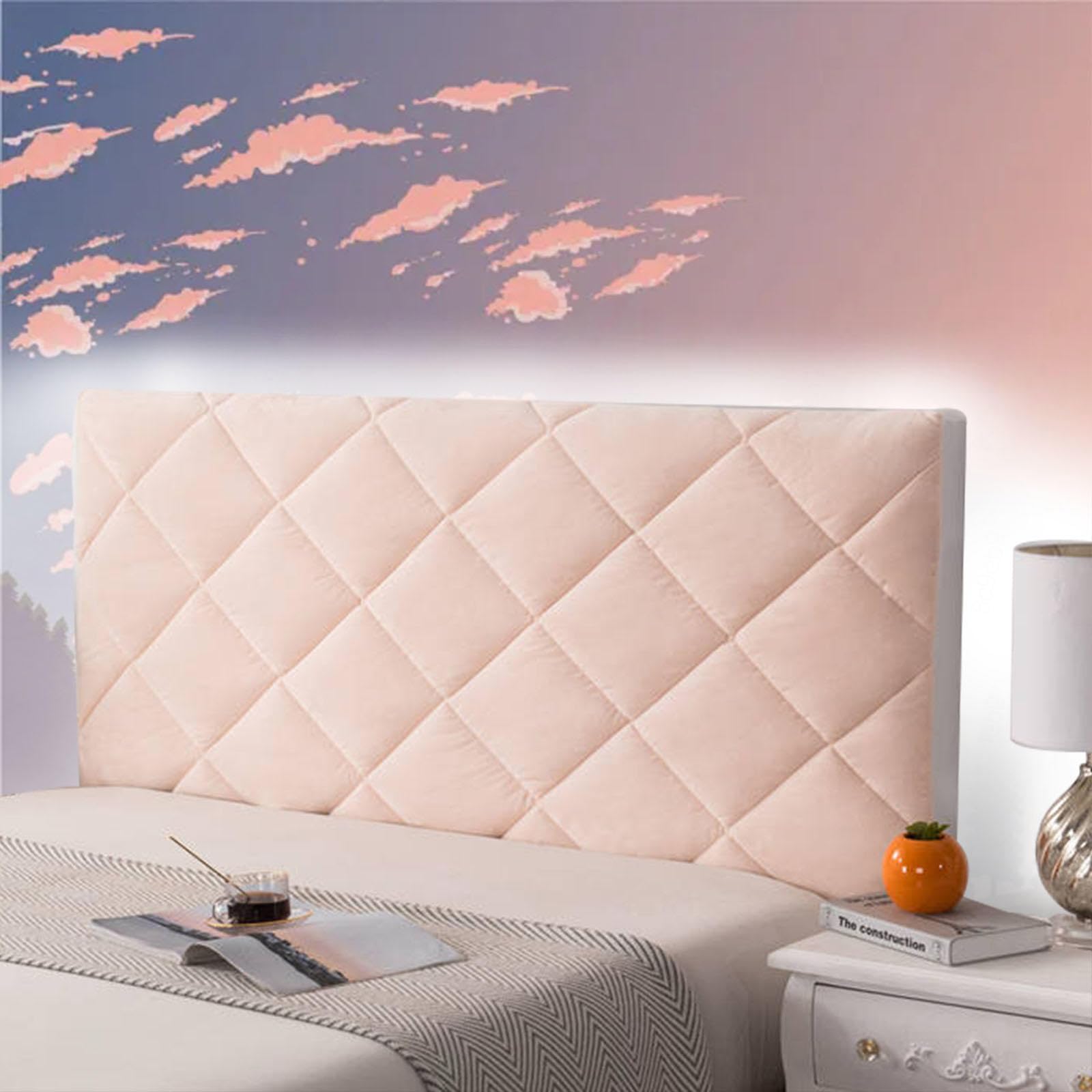 Copri Testiera del Letto Singolo Rivestimento Testiera Copertura per Testiera Cuscini per Testiera Letto Grandi Velluto all-Inclusive Coperchio Testata Letto(Pink,190cm)