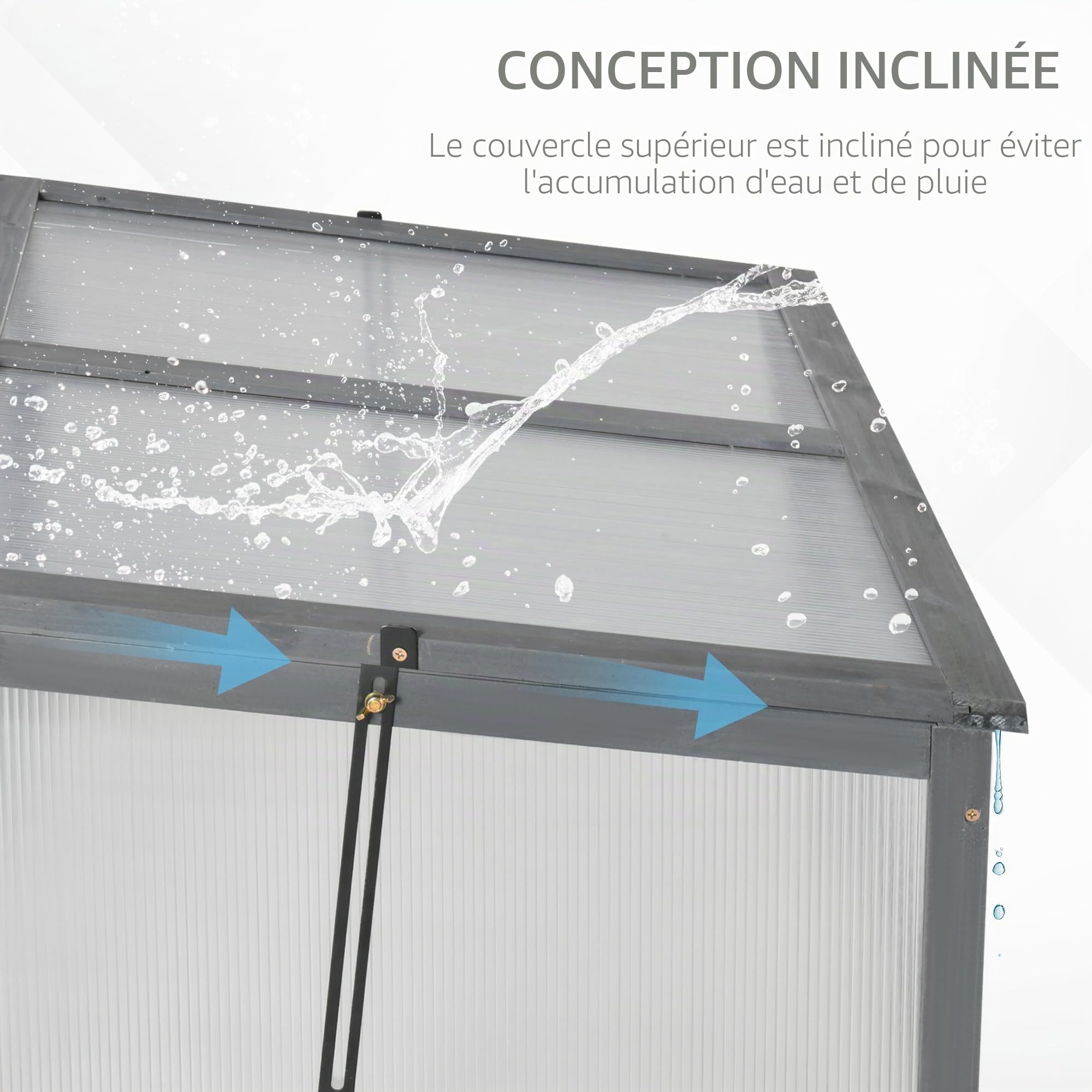 Outsunny Serre Froide en Bois pour Plantes 100 x 65 x 40cm Gris