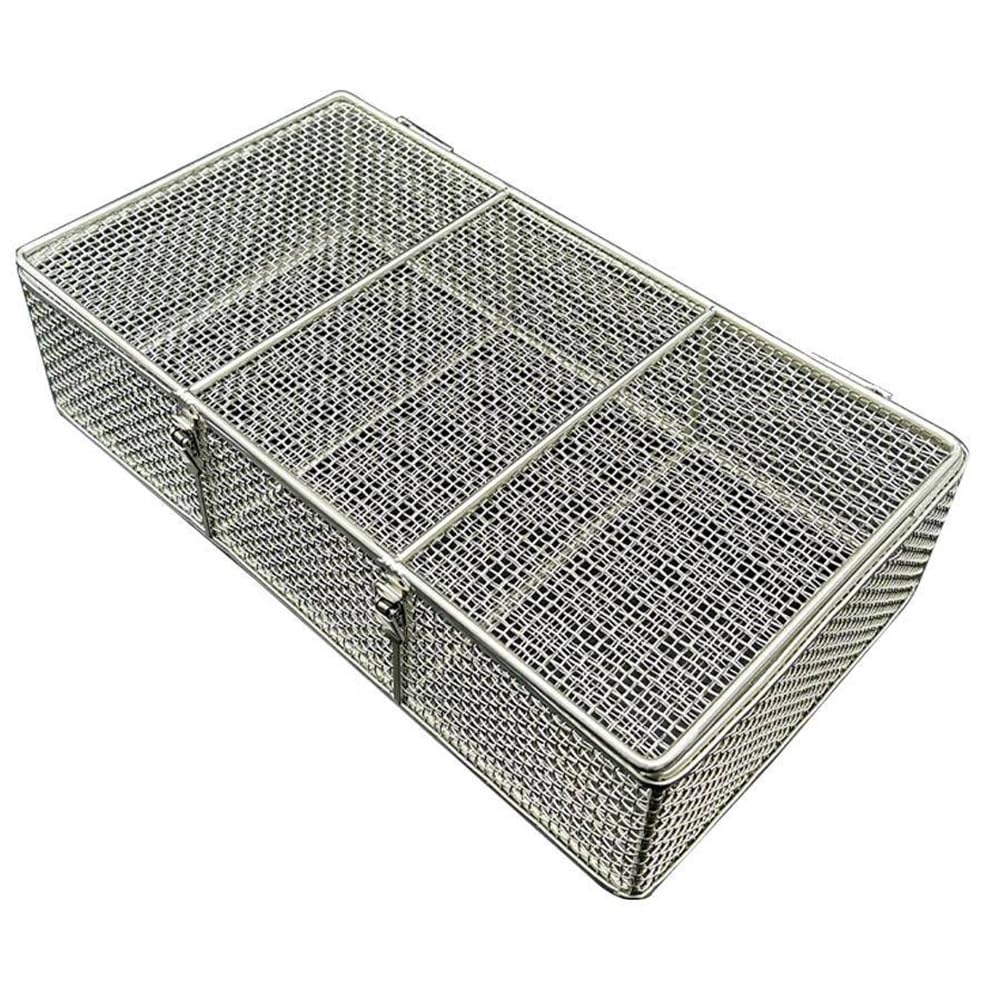 Cesta de esterilización de instrumentos, acero inoxidable 304 con tapa, malla de 4 mm, perfecta para uso en hospital y laboratorio, duradera y segura para instrumentos médicos