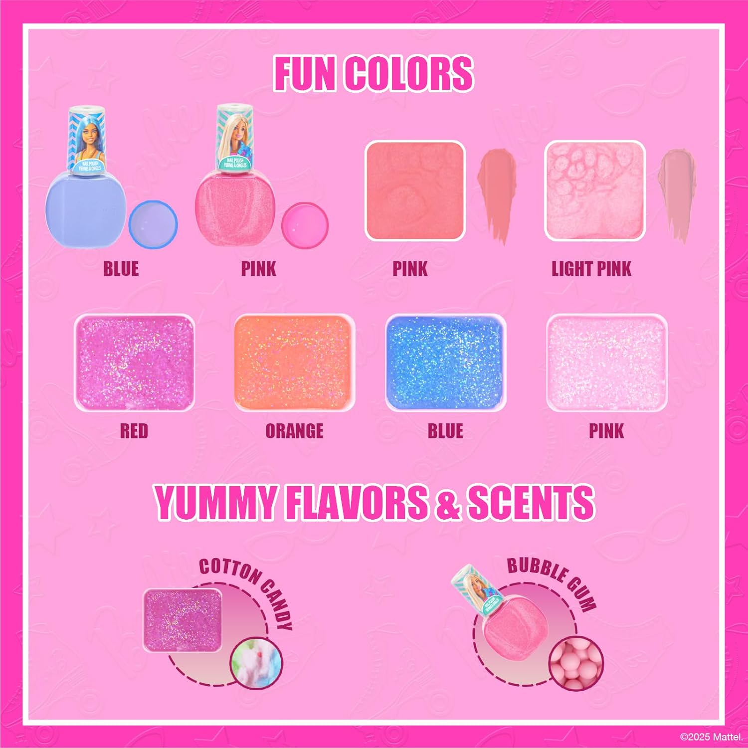 Barbie Beauty Vanity Set with Light-Up Mirror, Includes Lip Gloss, Eye Shadow, Brushes, Nail Polish, Accessories, and More! Ages 3+ Perfect for Parties, Sleepovers, and Makeovers, by Townley Girl - Image 4