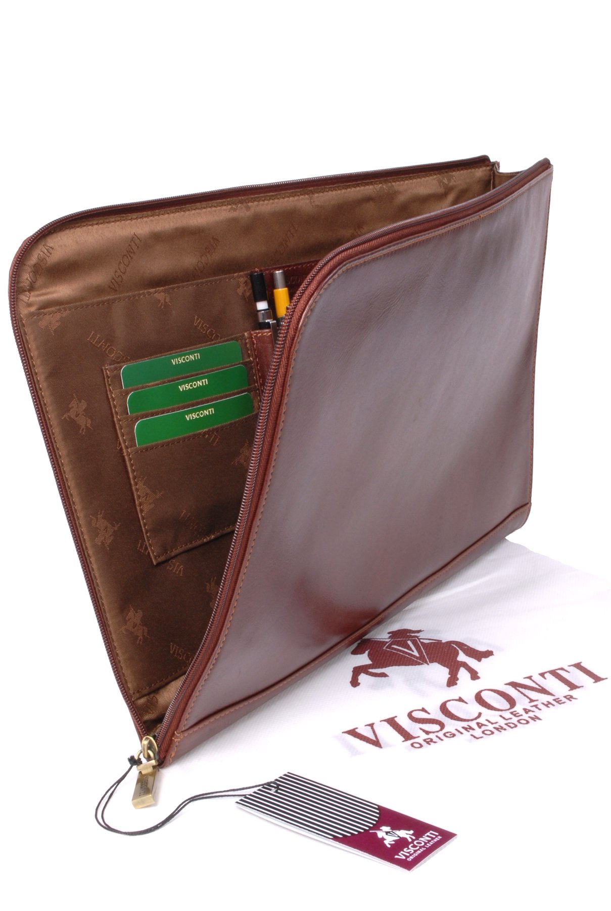 Visconti Cartella Portadocumenti in Pelle da Viaggio per Uomo A4 Bond Marrone Chiaro