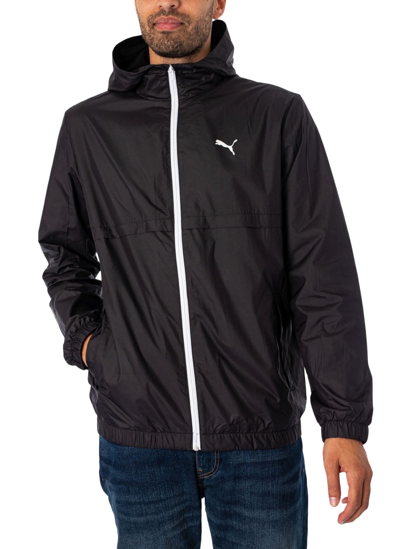 PUMA Uomo Giacca A Vento Solida, Black/White