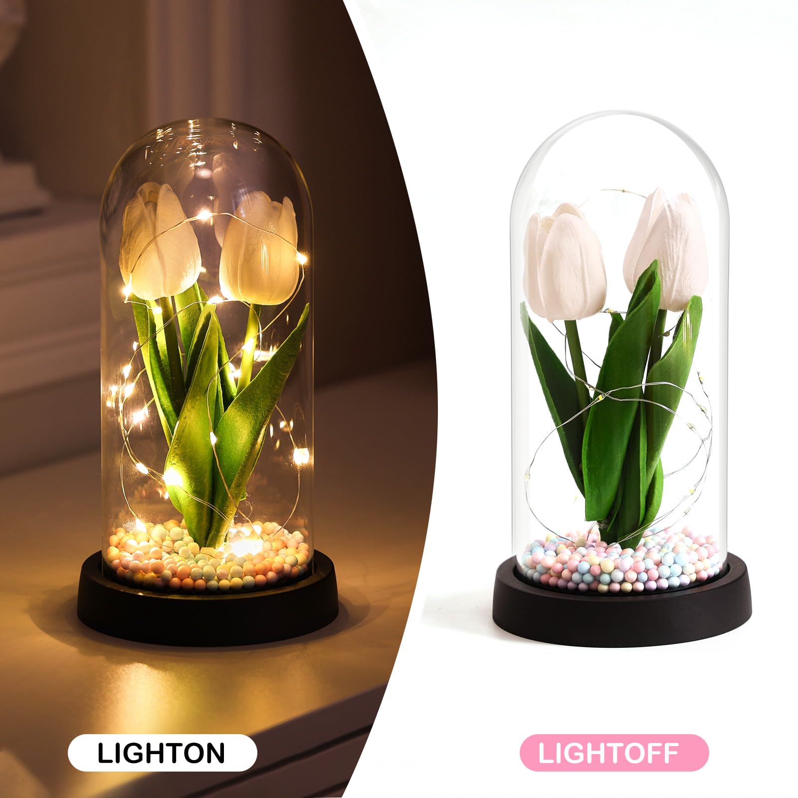 Fiore Artificiale Regalo di San Valentino per Donne, Idee Tulipani Regalo Donna, Romantico Kit di Tulipani Regalo Mamma Nonna, Regalo per Lei, Fiore Regalo Anniversario per Lei Idee Regalo Nascita