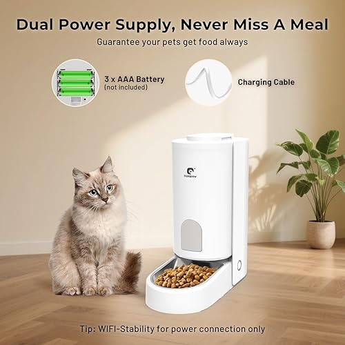Miniatura 5 de Alimentador automático para gatos  Dispensador de comida para gatos WiFi de 2.4 G, alimentador de mascotas con temporizador de 3.7 litros con