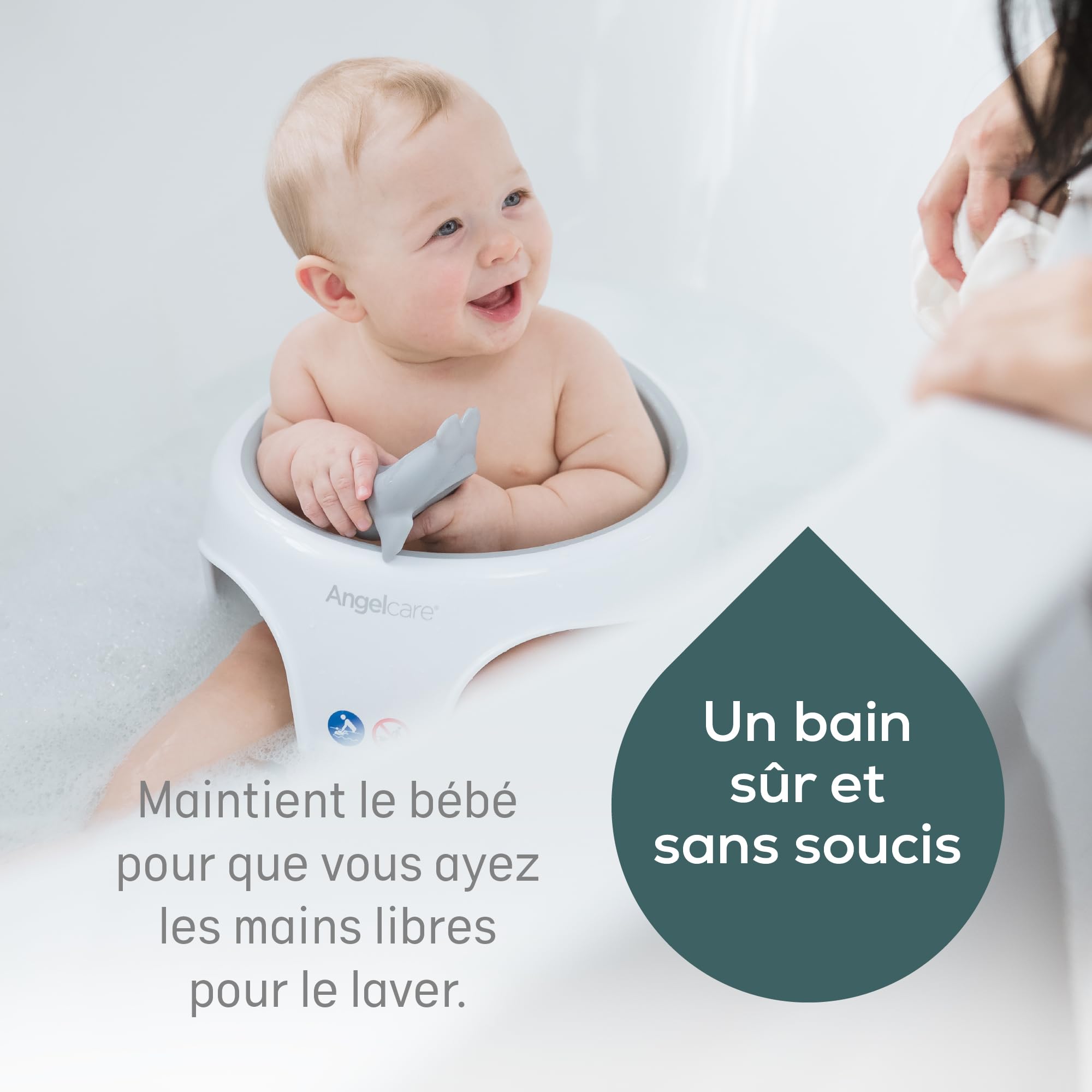 Angelcare - Anneau de Bain pour Bébé - Confort et Sécurité - 6 mois à 10 mois - Gris
