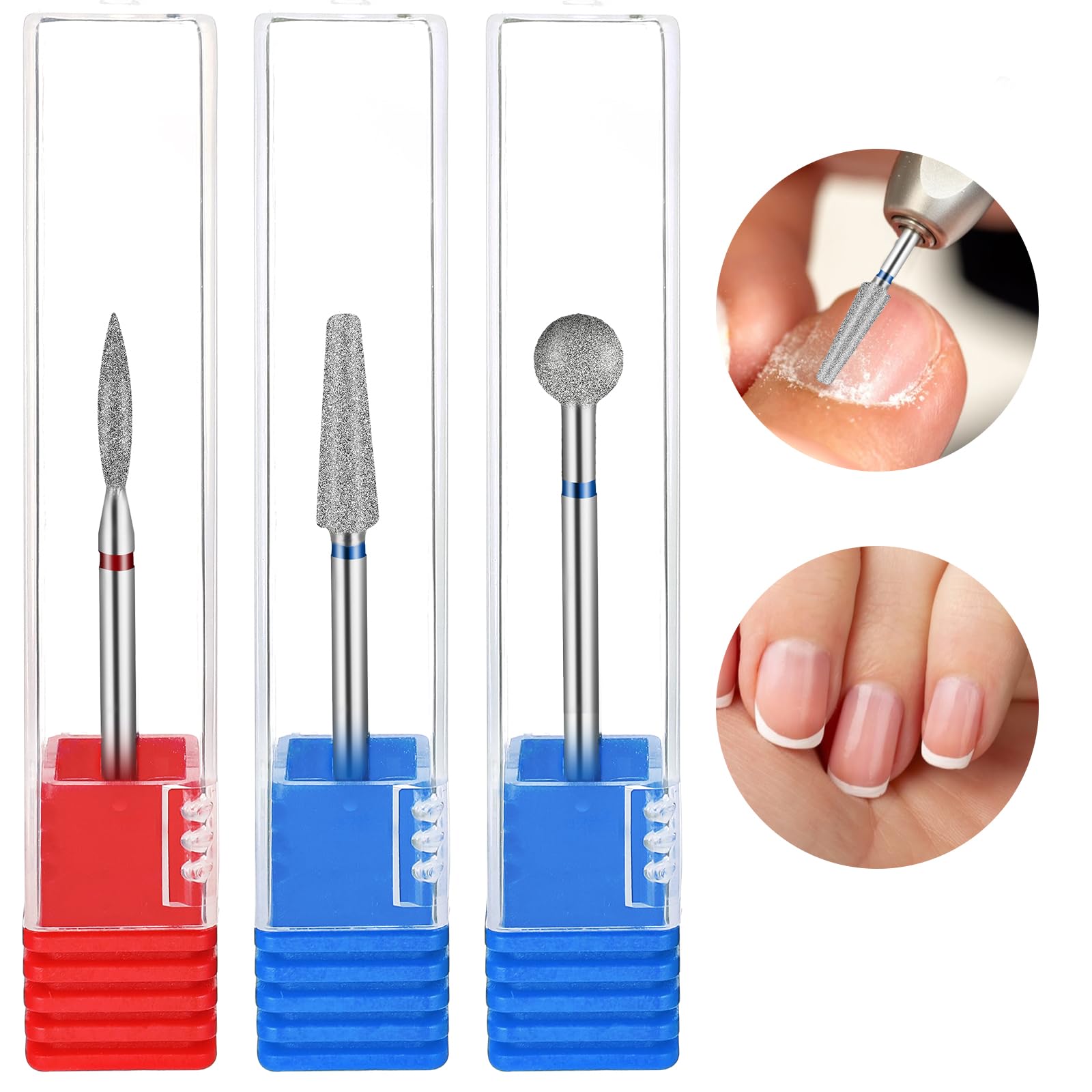 Qianyu Set di 3 punte per fresa per unghie, in lega di tungsteno, per unghie, in metallo duro, per rimuovere le cuticole, gel acrilico, testine abrasive professionali per manicure pedicure