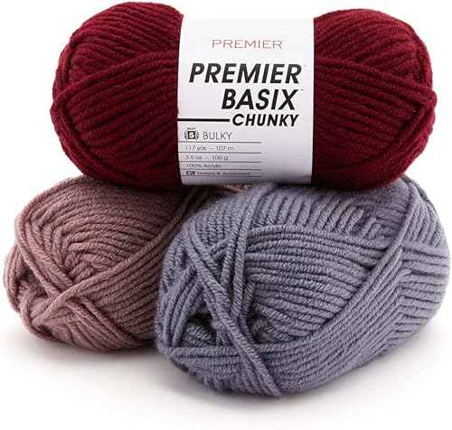 Miniatura 4 de Premier Yarns Basix - Hilo grueso, perfecto para manualidades rápidas, peso voluminoso, hilo acrílico, jade, 3.5 onzas, 117 yardas