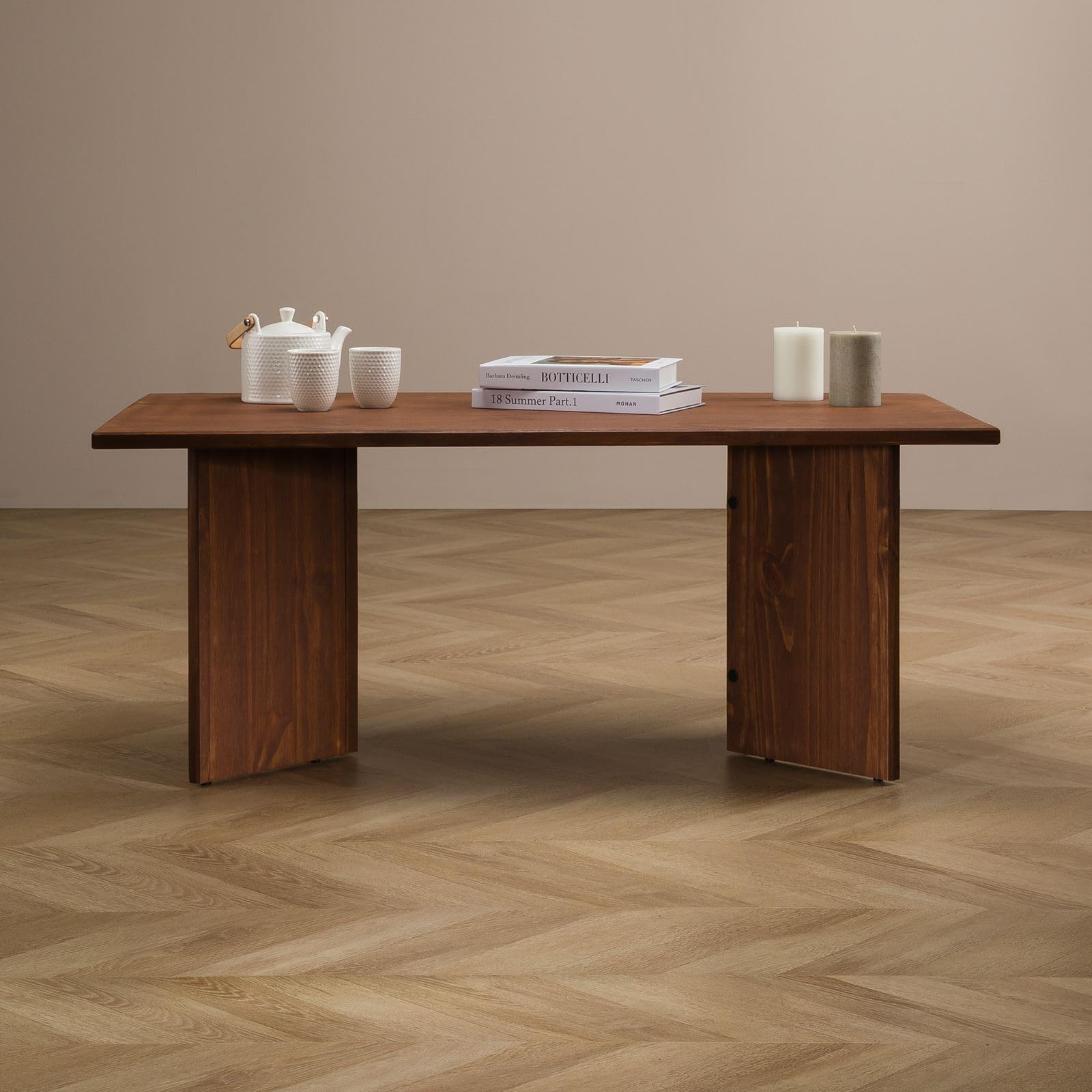 IDIMEX Table Basse MESA pour Salon en Bois Massif Brun foncé, Design rectangulaire Moderne, Pieds angulaires, 110 x 45 x 60 cm
