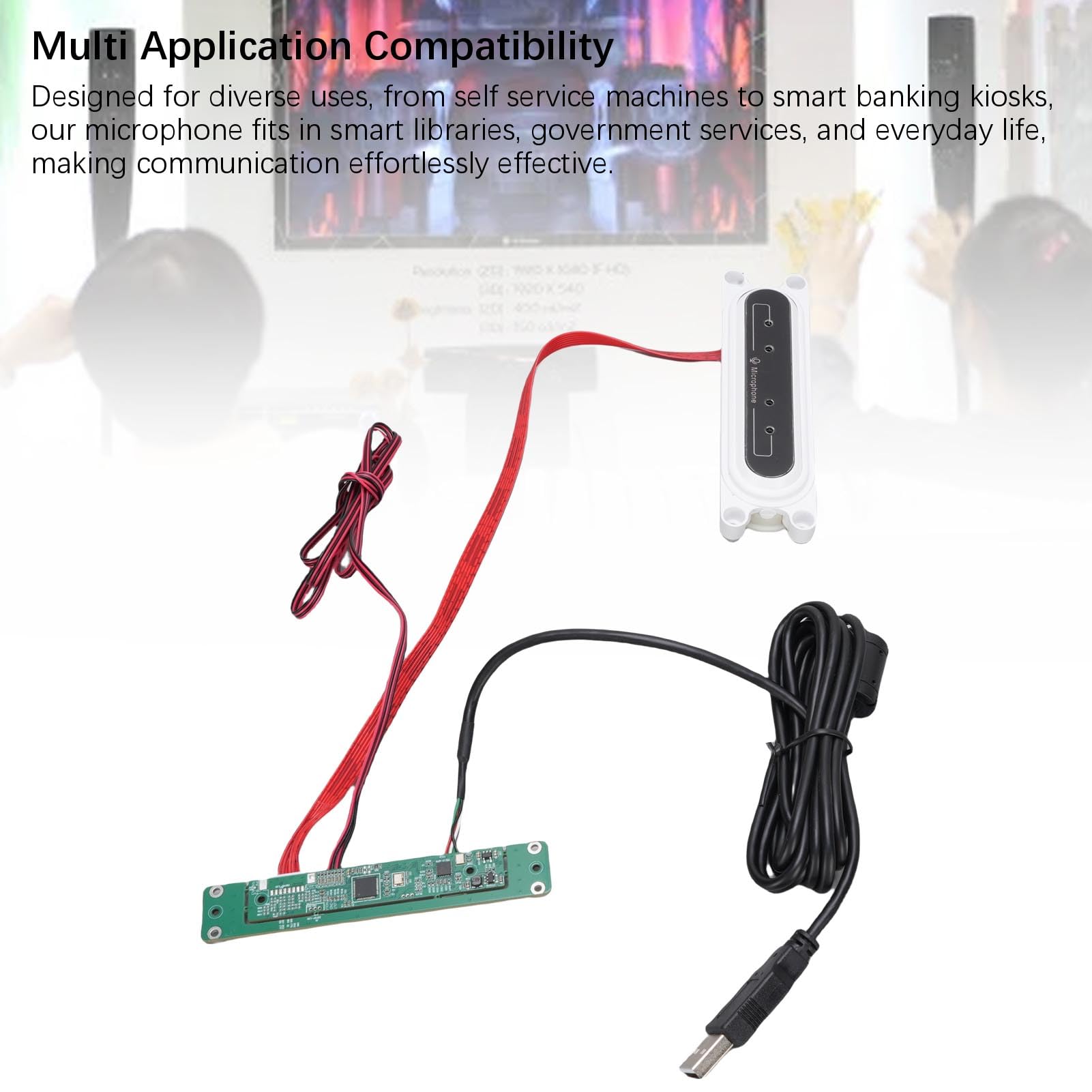 Microfono incorporato, 4 array incorporato microfono omnidirezionale con macchina di riconoscimento vocale regolabile Bianco