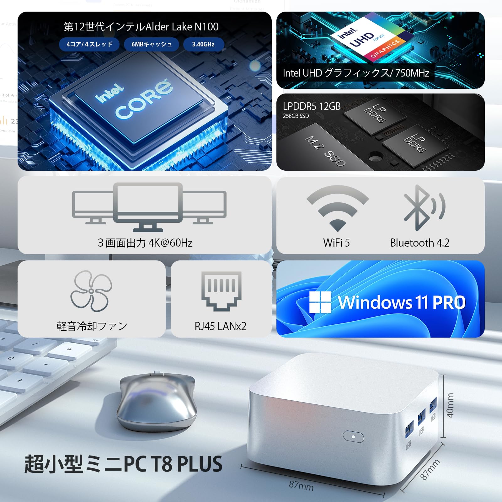 Amazon.co.jp: ミニpc Alder Lake N100 minipc 12GB DDR5 256GB