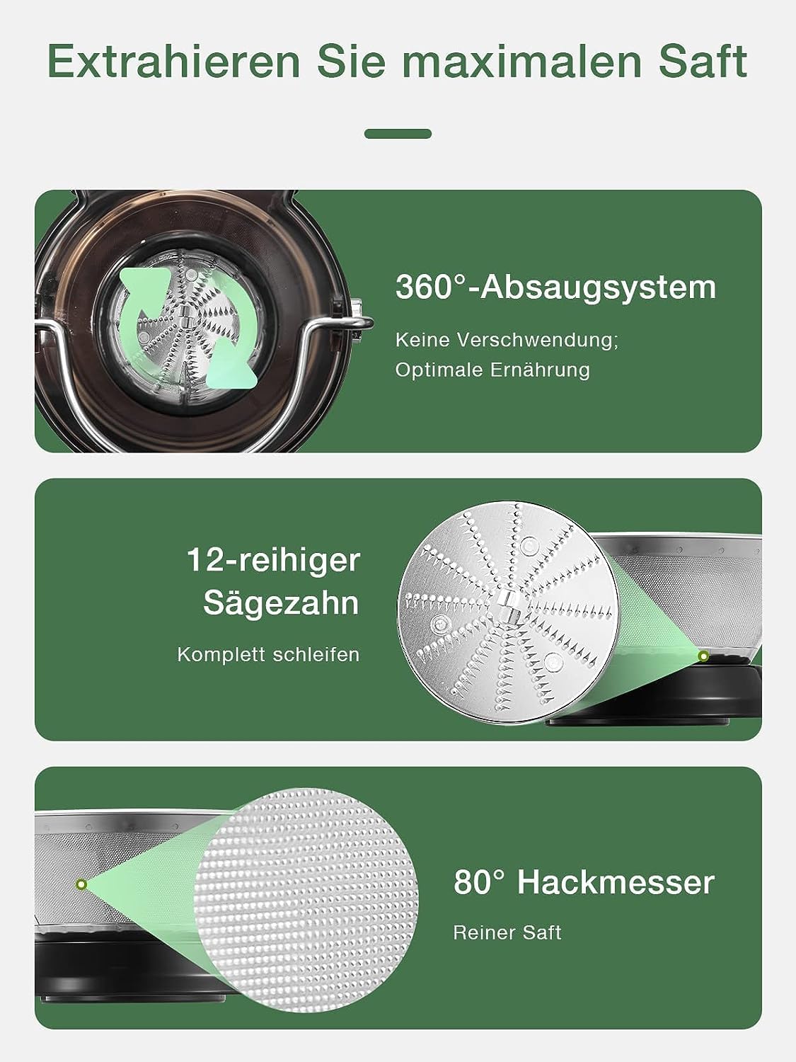 JUILIST Licuadoras Para Verduras y Frutas, 400W Extractor de jugo con 65MM de Boca Ancha, 3 Velocidades, Acero Inoxidable, Fácil de limpiar, Sin BPA, Plata