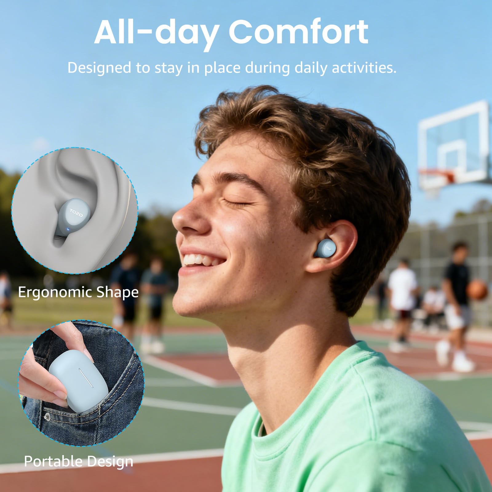 TOZO A1 Wireless Earbuds Bluetooth 5.3 Light Weight in Ear Headphones view 3