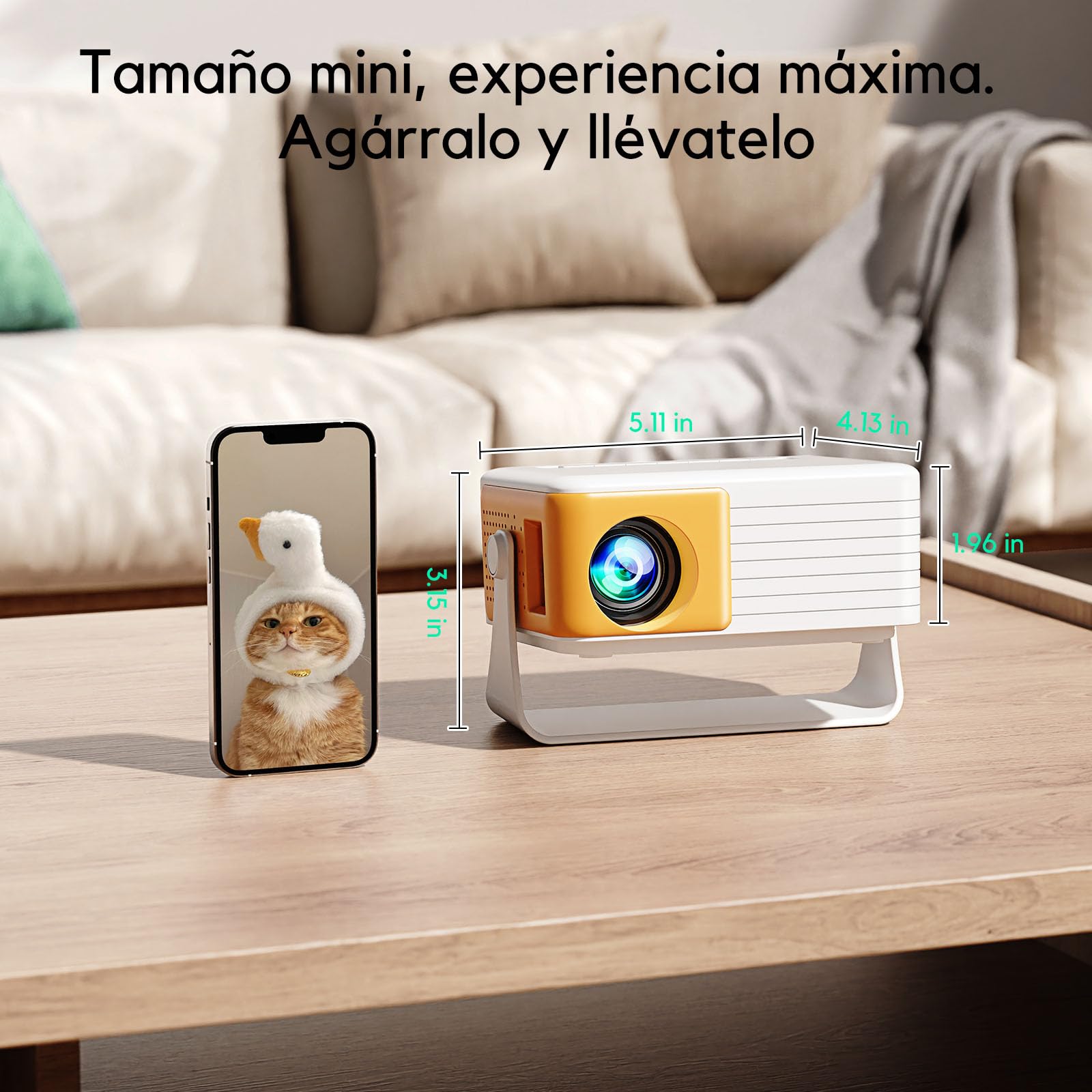 Yoton Mini Proyector Portátil [Rotación 180°& Auto Keystone] Y3 Proyector Portátil Soporte 1080P, 15000L Videoproyector con 50% Zoom, Projector Portable Compatible con Teléfonos/PC/PS5/Xbox/USB/HDMI