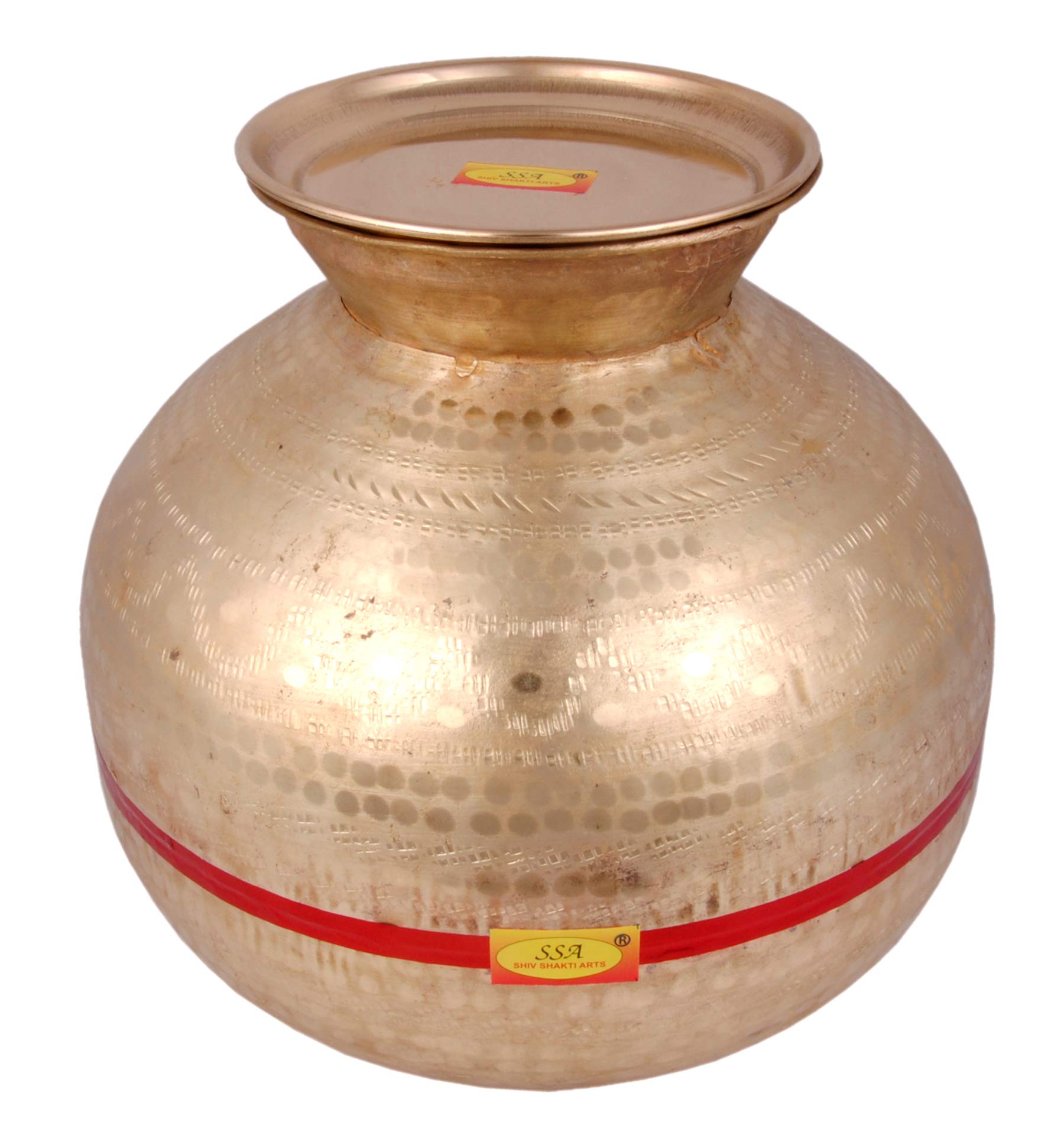Shiv Shakti Arts® Brass Matka, Tanki (Water Pot - with Lid, Newly 2021 Design) - (Big - 14 Liter)