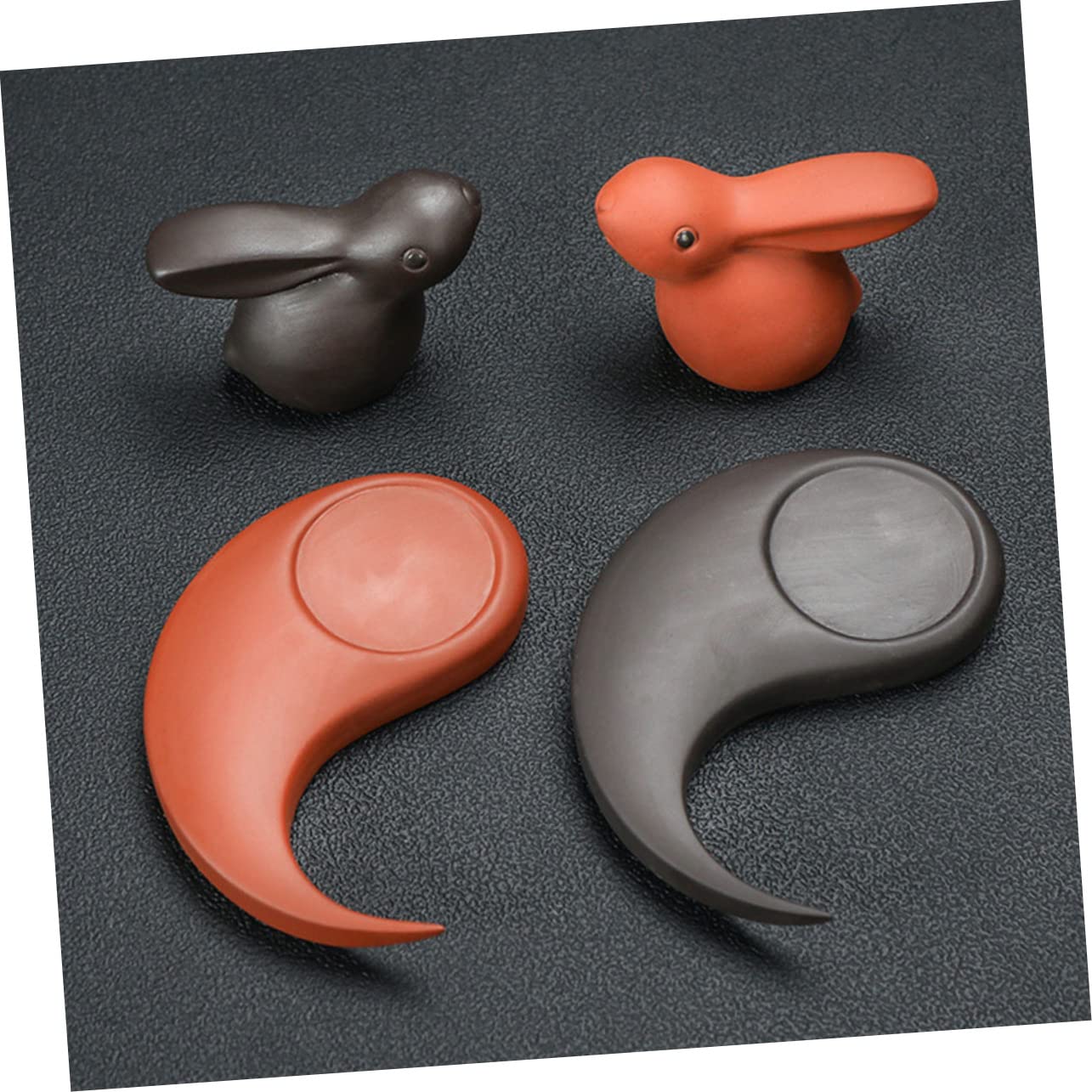 Alipis 2 Sätze Häschenverzierung Kinderspielzeug Mini-Hasen Frösche Abziehbilder Ente Fuchs Teehaustier Tee-Zeremonie Set Kaninchen-Tee-Haustier- Einzigartiges Desktop- Ton