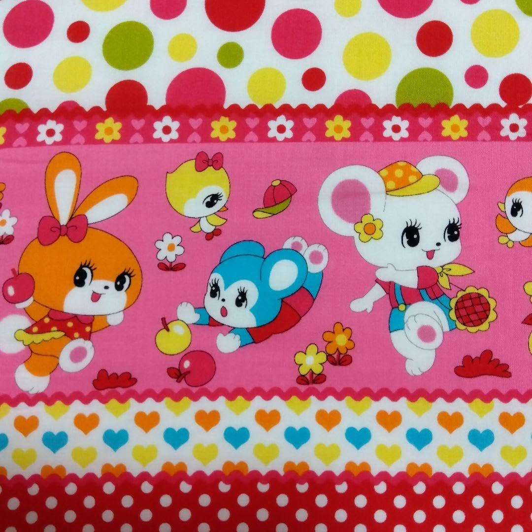 Amazon | 昭和レトロアニマル柄 生地 ハニーチューン うさぎ ドット 花  