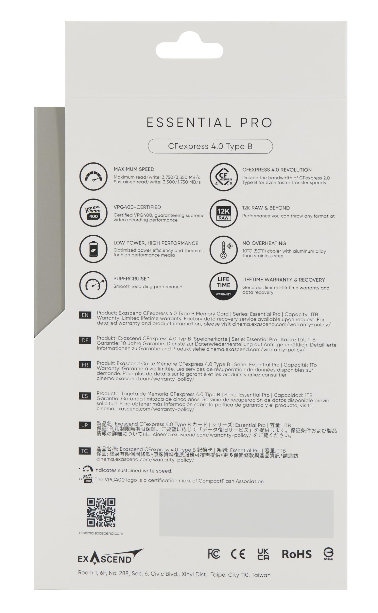 Exascend Essential Pro Tough - Tarjeta de memoria CFexpress 4.0 tipo B de 512 GB, velocidad de escritura de 3150 MB/s, velocidad de lectura de 3750 MB/s, certificado VPG400, captura de video impecable