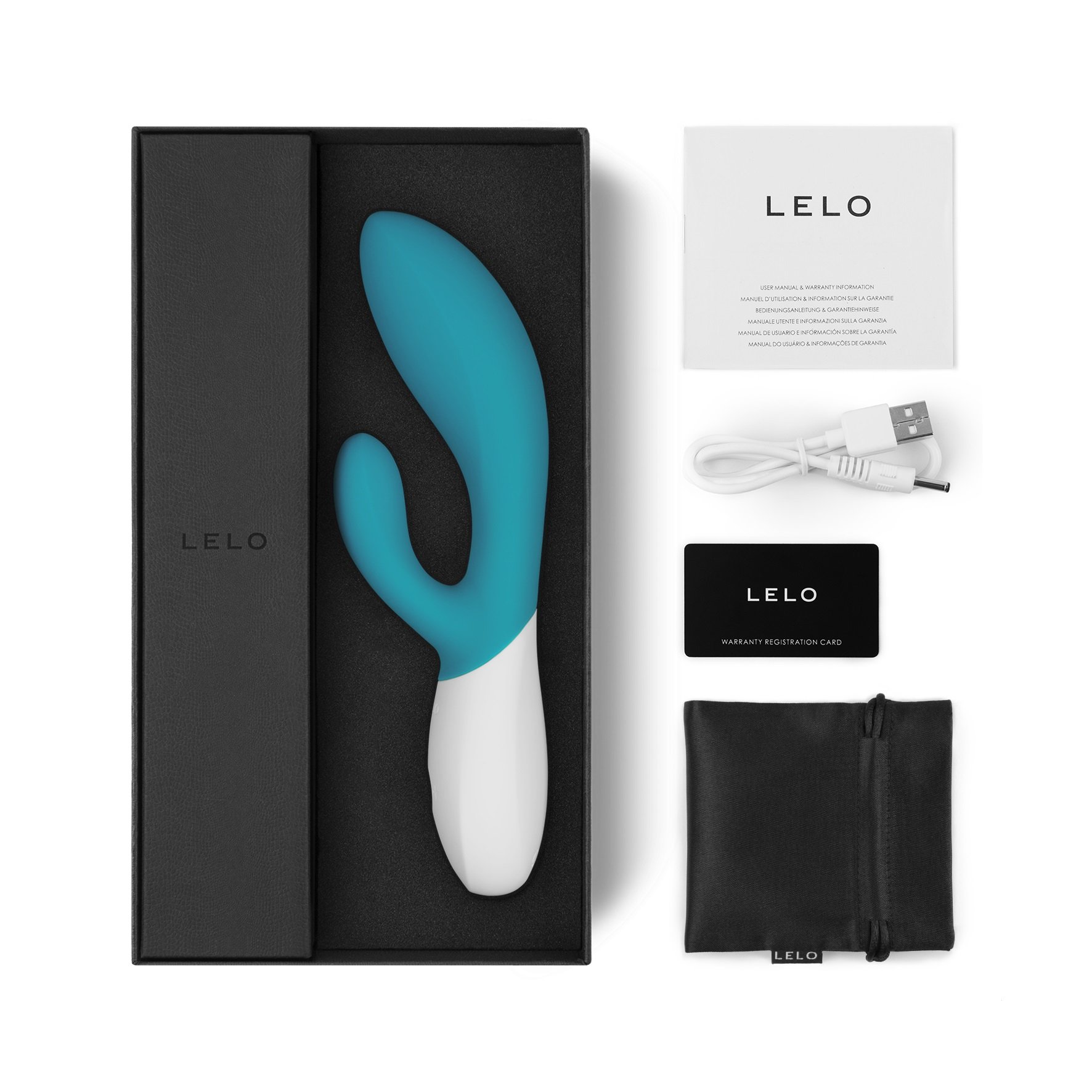 LELO INA Wave Vibratore Rabbit, Ocean Blu, Vibratore doppia stimolazione (Punto G e Clitoride) e movimento Wave – Silenzioso, 10 modi