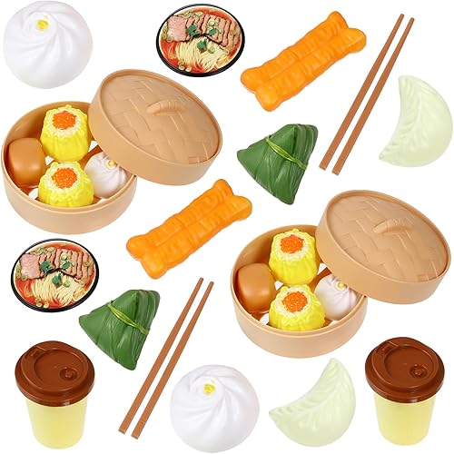 Juego de comida 26 piezas de juguete de simulación Asia Dim Sum Set Steamer Buns Chinese Breakfast Toy para niños Juego de cocina Juego de cocina disponible en Yaxa Colombia