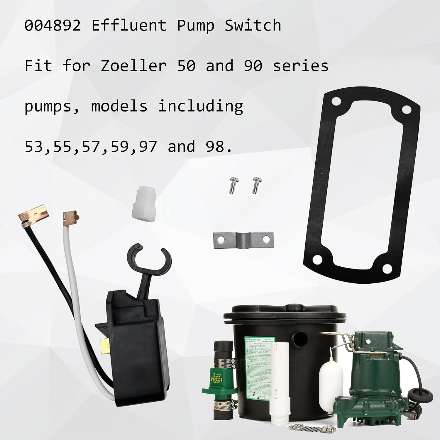 004892 Effluent Pump Switch Compatible with Zoeller 53-0001 Pump, Mechanical Switch Assembly with Gasket