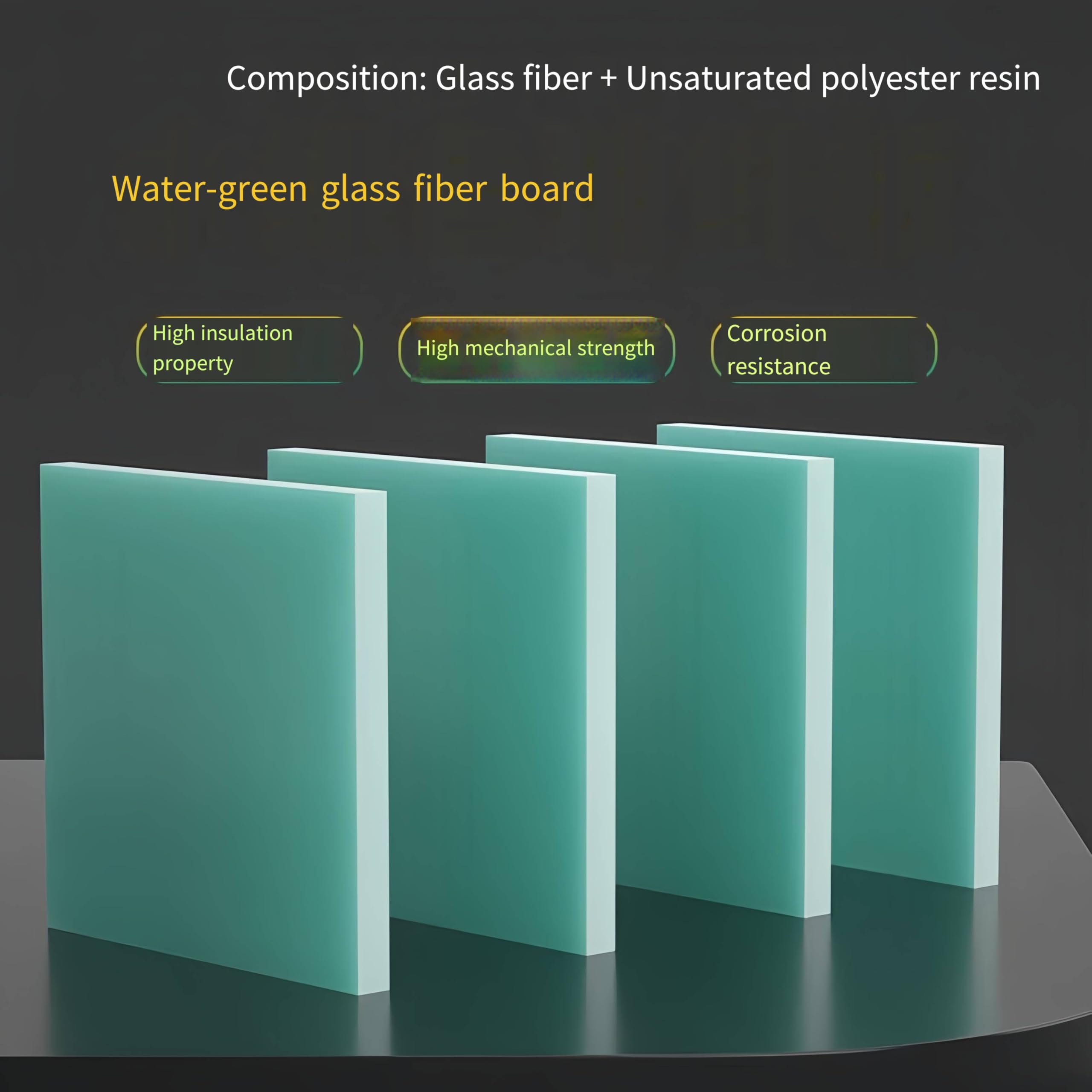 Tablero de fibra de vidrio de agua verde FR4 - Tablero aislante de resina epoxi resistente a altas temperaturas - 4 piezas (200 mm x 250 mm)(200x250x1mm)