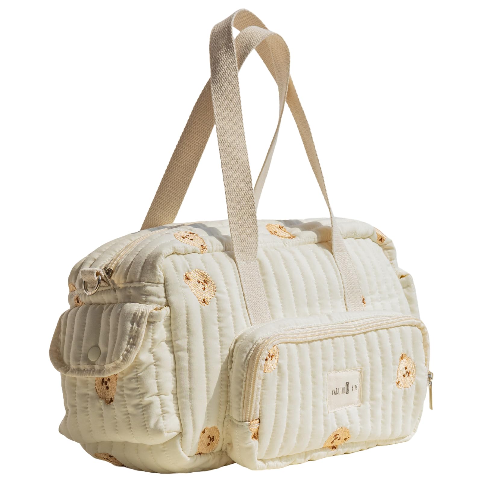 Quilted Mini Diaper Bag Tote, Multifunction Baby Diaper Bag with Shoulder Strap Storage Bags, Cute Mini Baby Bags Tote & Crossbody Purse (Multiple Bears)