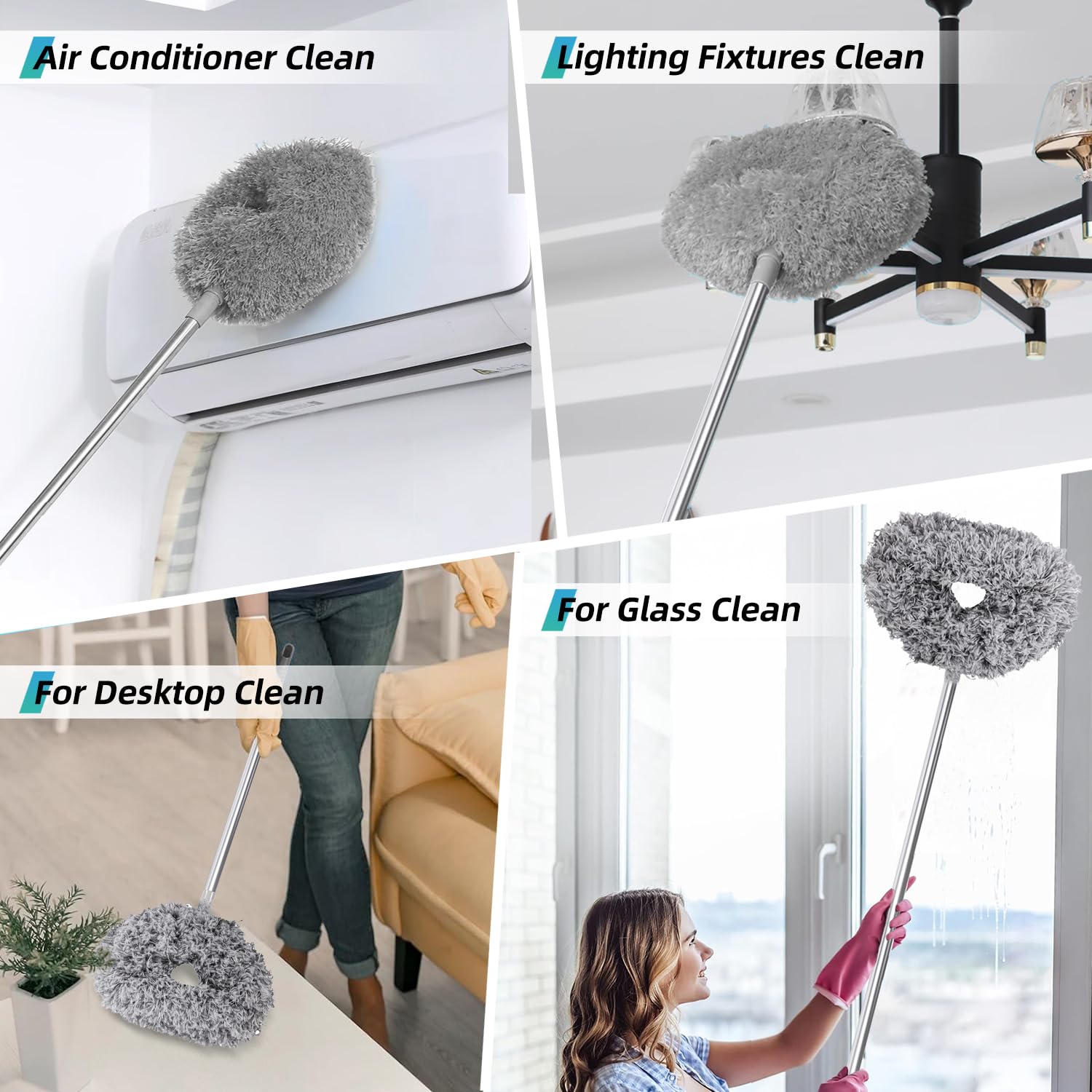DRQ Ceiling Fan Cleaner Duster with 13-48 in Extension Pole, Grey 4