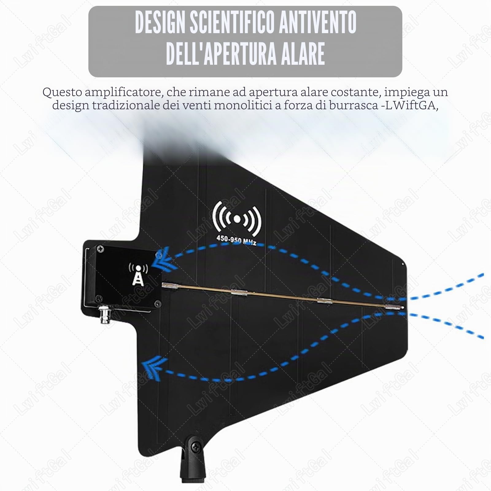 Amplificatore di Segnale per Microfono Wireless, Distribuzione Dell'Antenna Uhf, Ingresso 8/16, Gamma di Frequenza 450-950 MHz, con 2 Palette per Antenna Direzionale Attiva 16Input