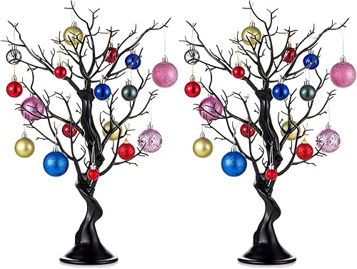 Sziqiqi Árbol artificial pequeño para centro de mesa, árboles falsos negros de 23 pulgadas, árbol sintético para fiesta, cumpleaños, jardín, hogar,