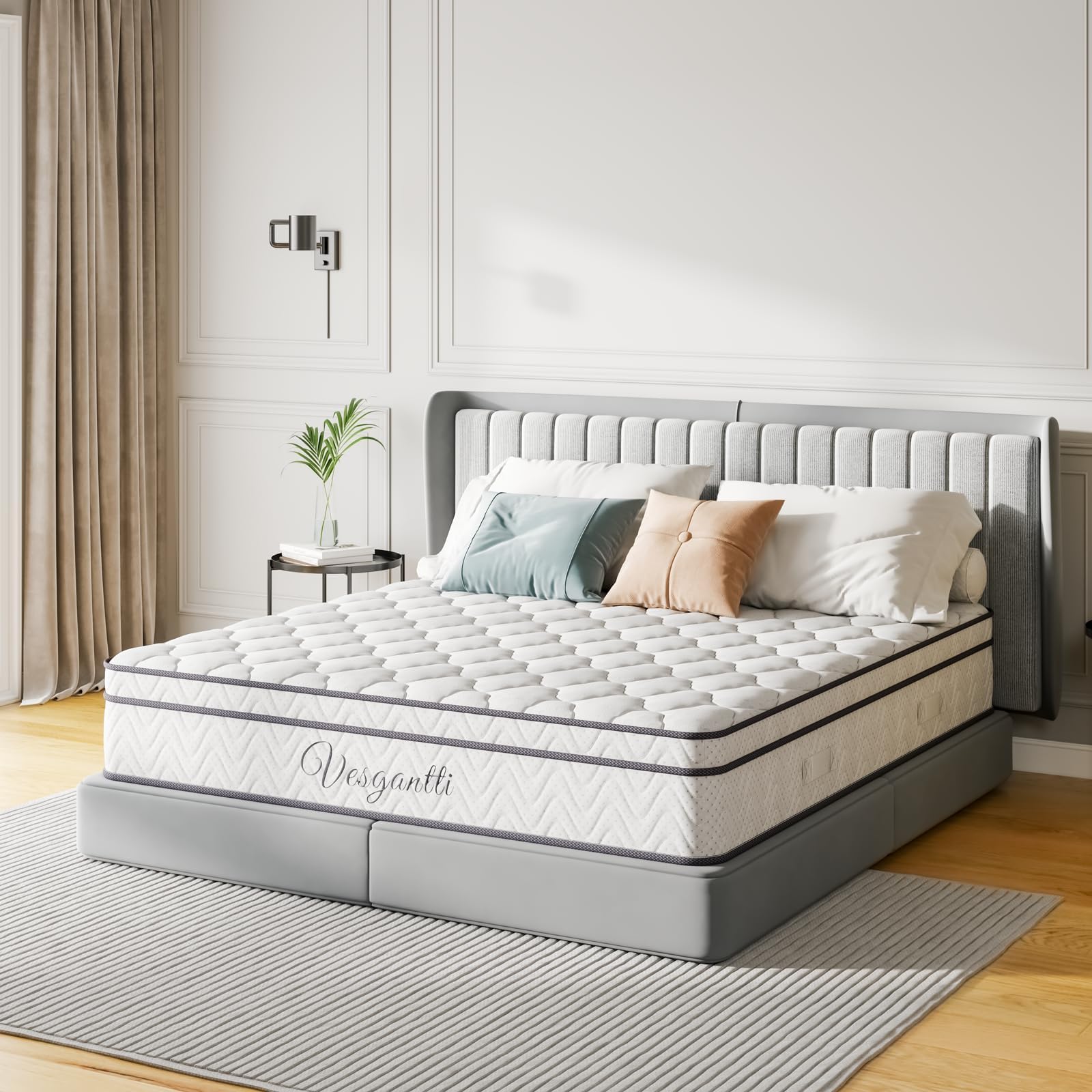 King Mattress, Hybrid Mattress in a Box, 180x200x26CM | Memory Foam Pocket Spring Mattress, 7 Zone Support for Pressure Relief, Motion Isolation, Medium Firm