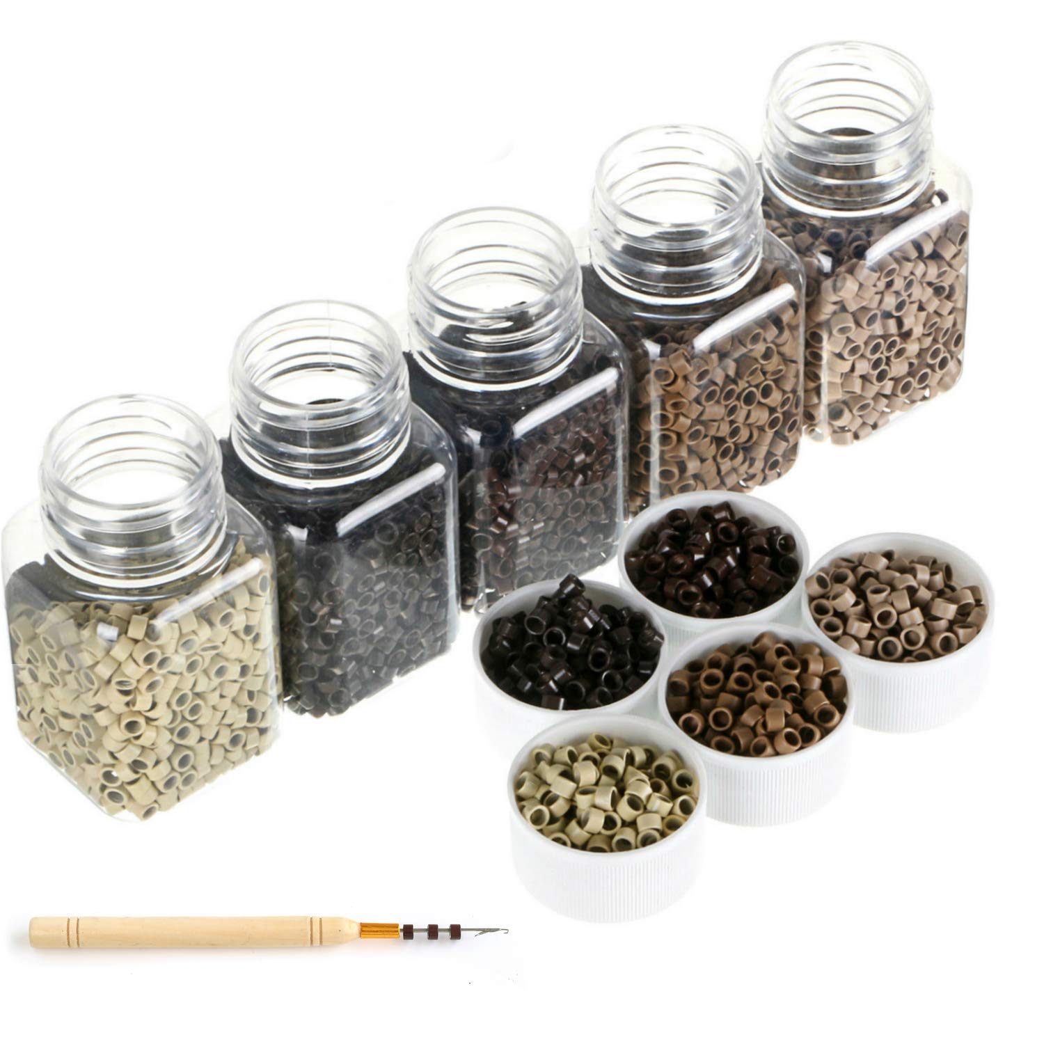 AmesunMicrolink Beads Screw Micro Ring 4.5mm Lined Beads For Pre Bond Tip Feather Hair Extensions Weft 5000Pcs