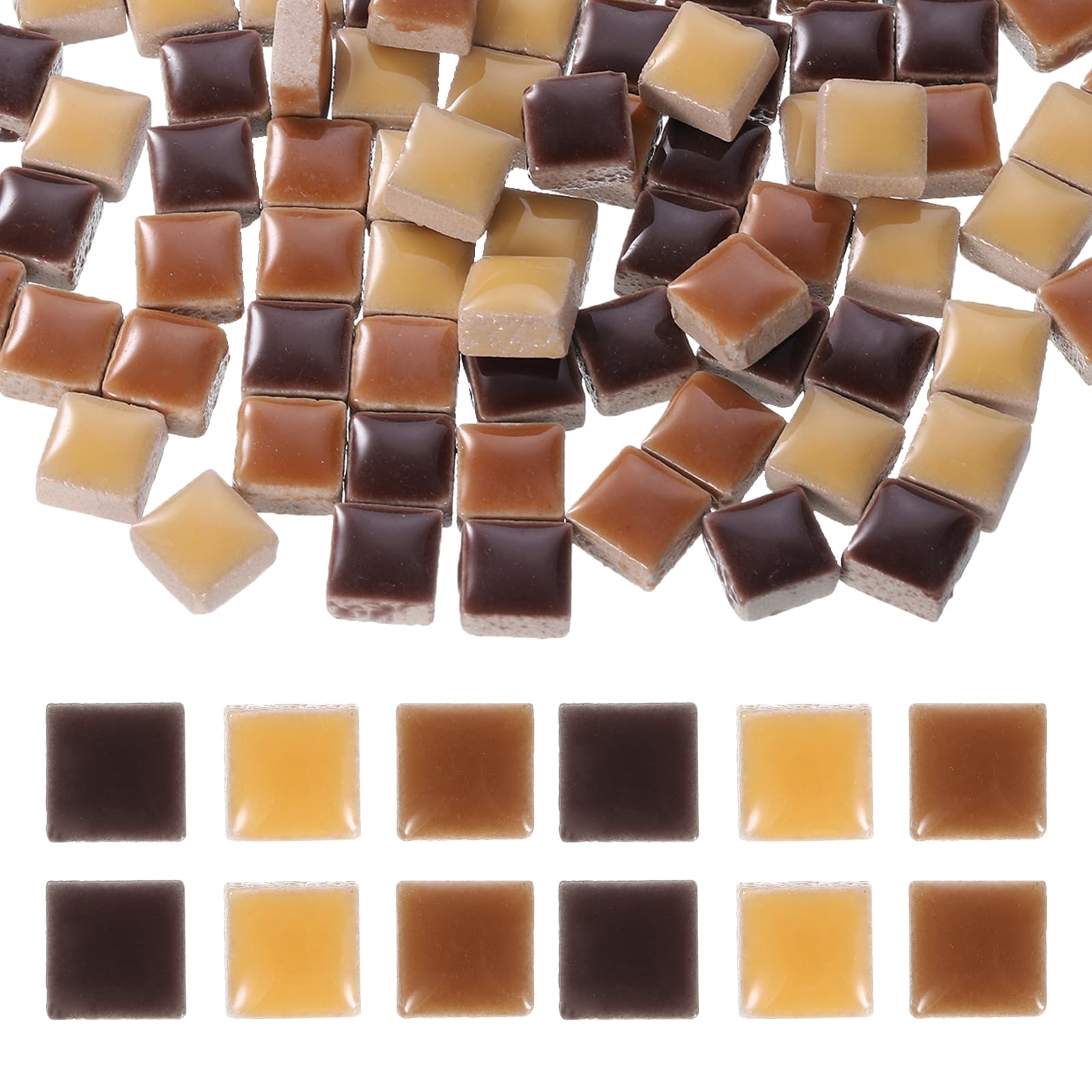 sourcing map 9mm Square Mosaic Tiles 300g Ceramic Coffee Colors