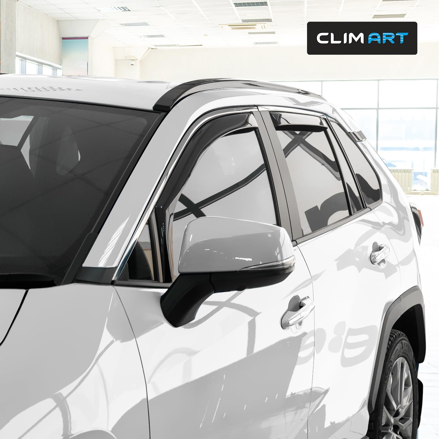 CLIM ART en Canal Deflectores de Aire para/compatible con Toyota RAV4 2019-2026 XA50 - Deflectors Ventanilla - Accesorios Coche - Derivabrisas -Deflectores de Viento - Cortavientos Ventana Coche-4ud N
