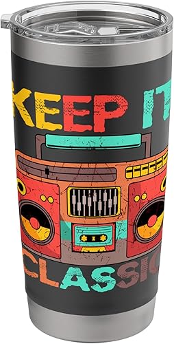 Keep It Classic Radio 80s 90s Retro Vintage Cassette Player Vaso aislado de acero inoxidable