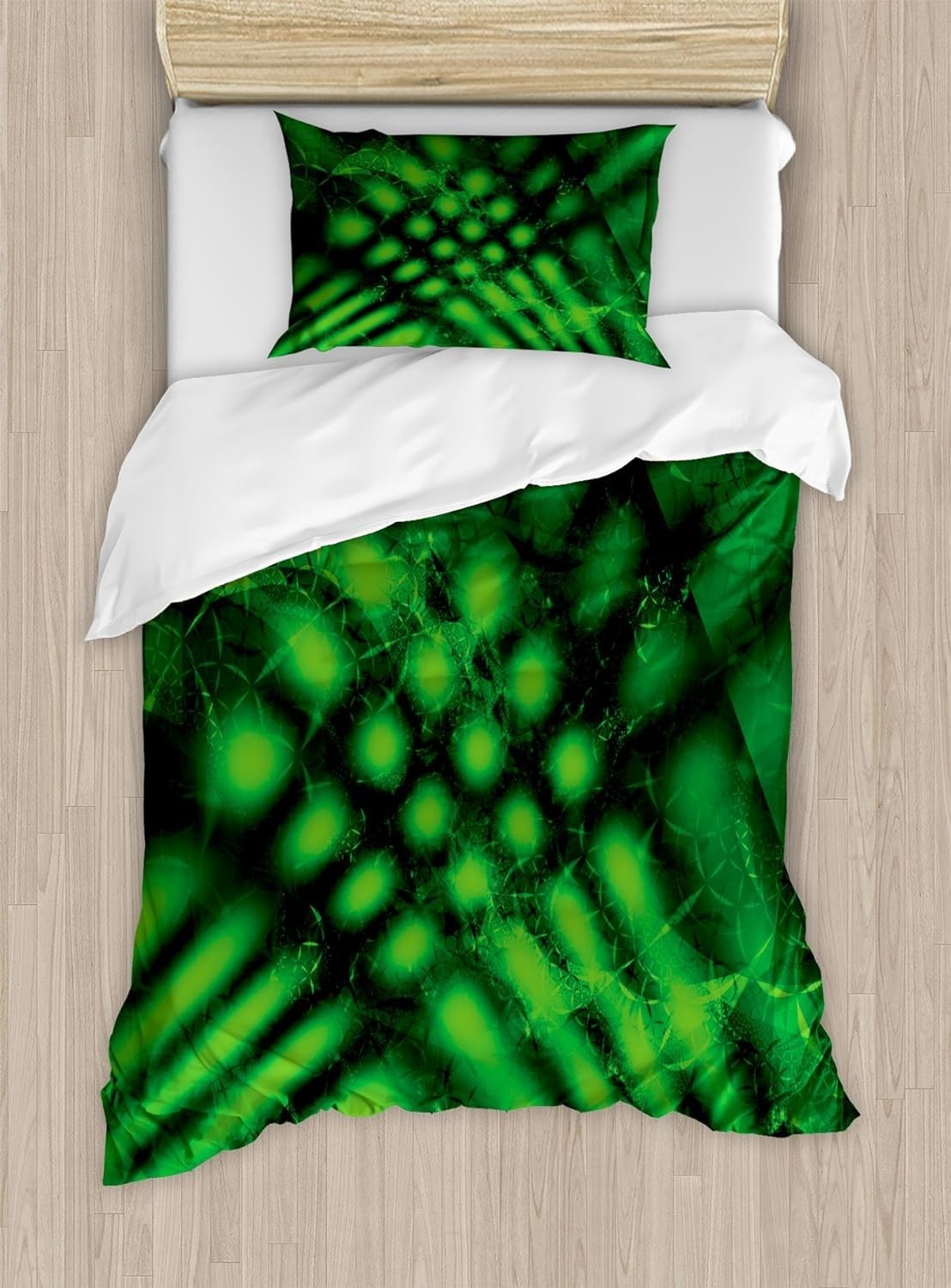Housse de Couette Fermeture Éclair Fini la Couette qui Glisse avec la Parure Vert Abstrait