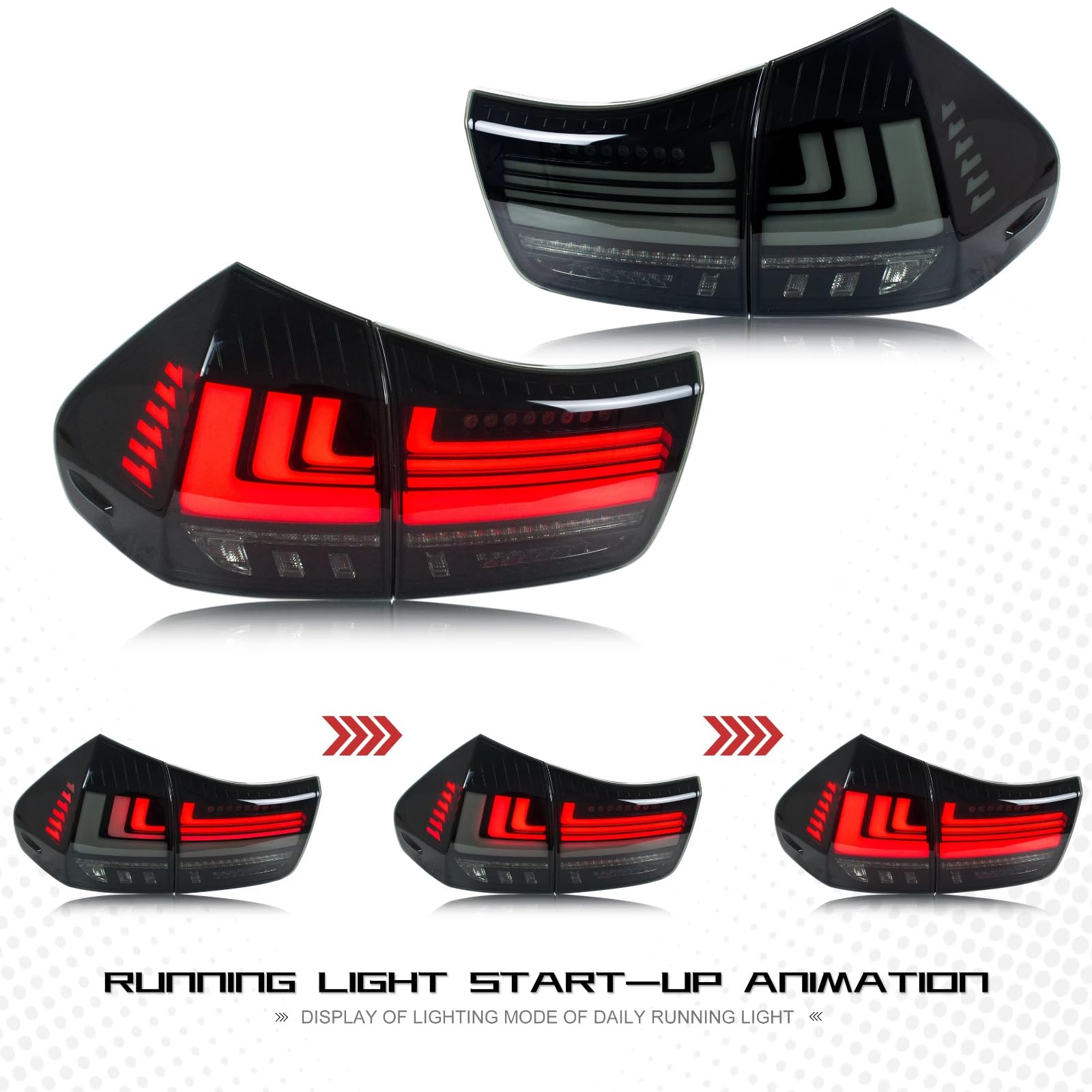 Compatible Con Lexus Para RX350 Para RX330 Para RX400h 2004-2009 Conjunto Lámparas Traseras Señal Giro Dinámica De Animación De Arranque De Coche luces advertencia traseras