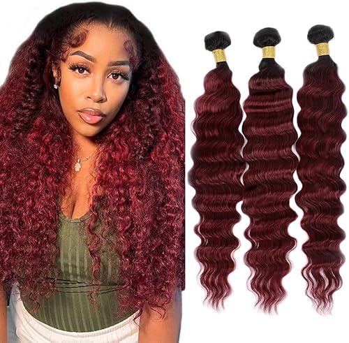 1B/99J Burgundy Bundles Human Hair Ombre Deep Wave Human Hai